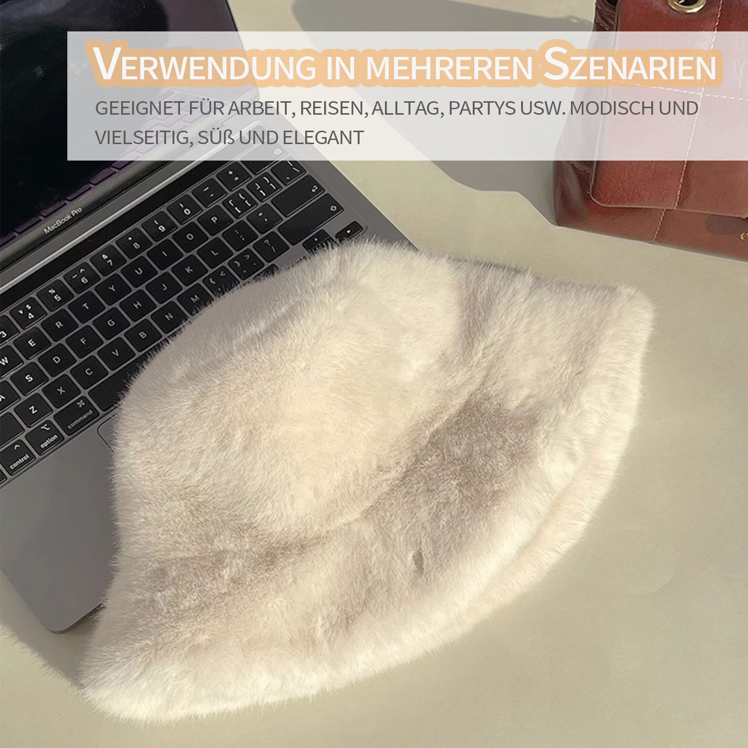 Refttenw Skimütze Verstellbarer warmer Winter-Bucket-Hut aus Fleece, Damenmütze