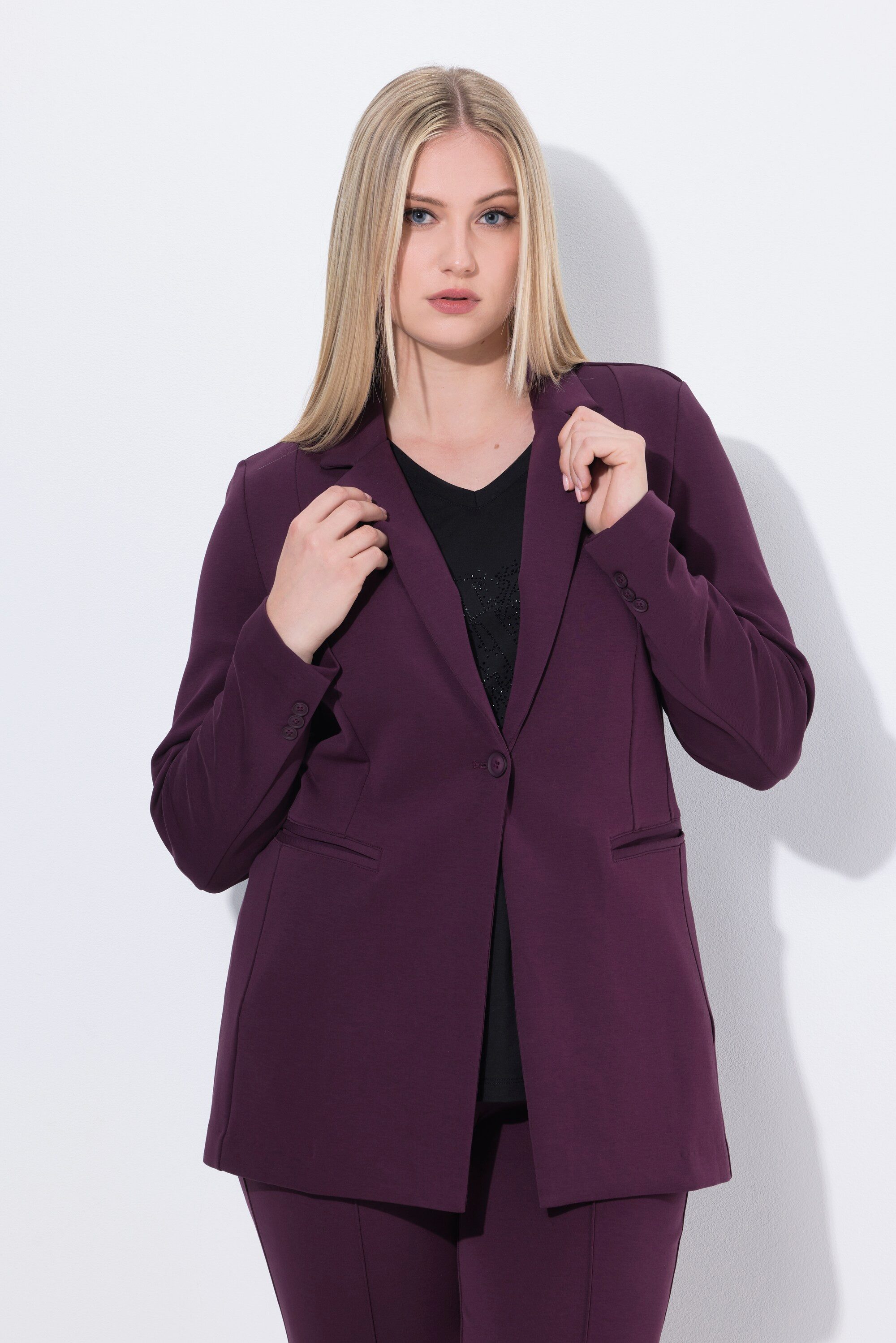 Ulla Popken Jerseyblazer Blazer Punto di Roma A-Linie Reverskragen Stretch günstig online kaufen