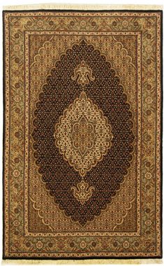 Teppich Täbriz 50 Raj Teppich handgeknüpft schwarz, morgenland, rechteckig, Höhe: 7 mm, handgeknüpft