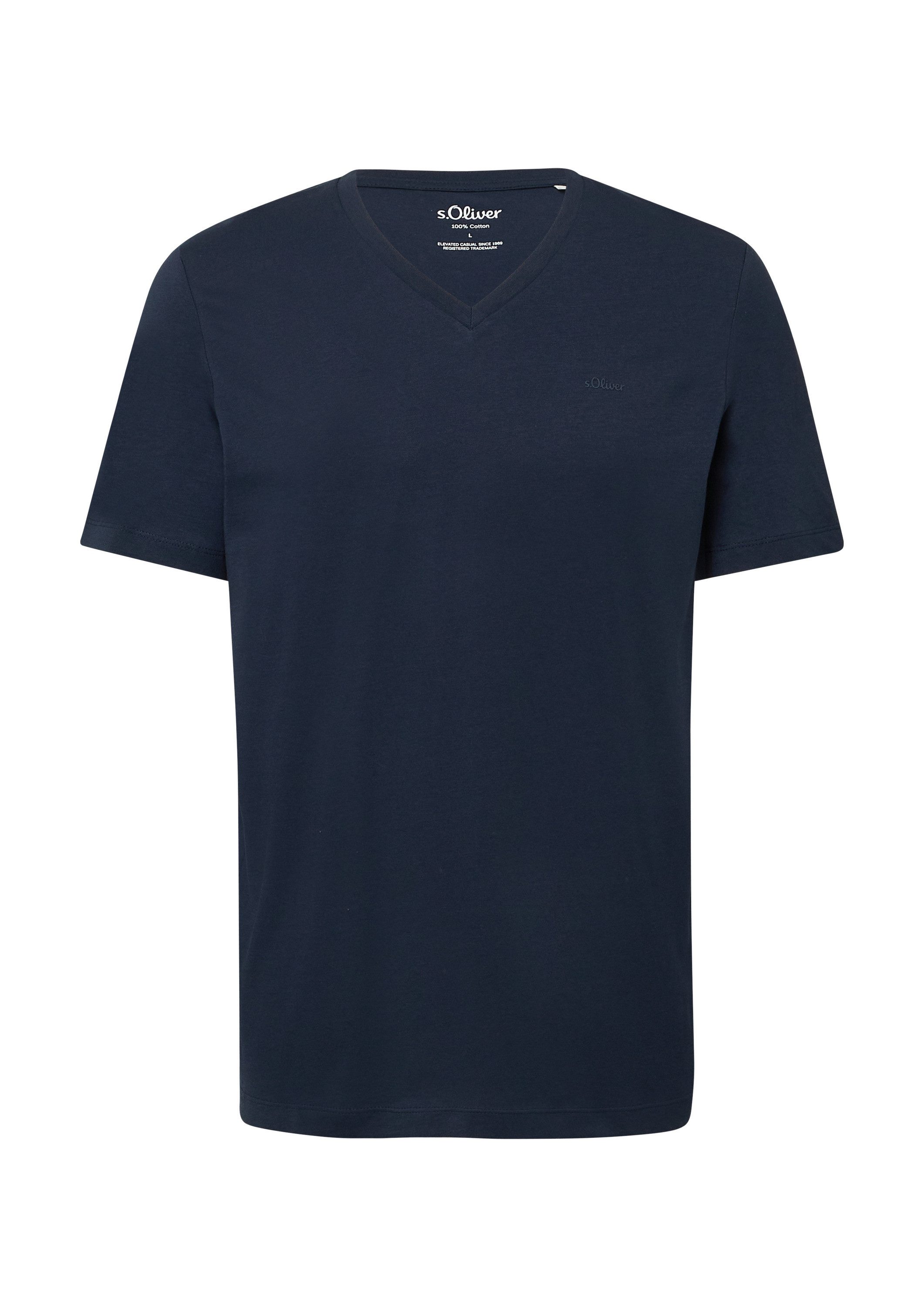 s.Oliver Kurzarmshirt T-Shirt Baumwoll-T-Shirt mit V-Ausschnitt und Logopri günstig online kaufen