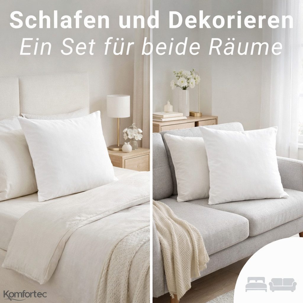 Komfortec Kissenbezug Premium Kopfkissenbezug, gebürstet 100% Mikrofaser 90g/m², (2 Stück), 40x40 cm mit Reißverschluss, Superweiches Kissenhülle Set