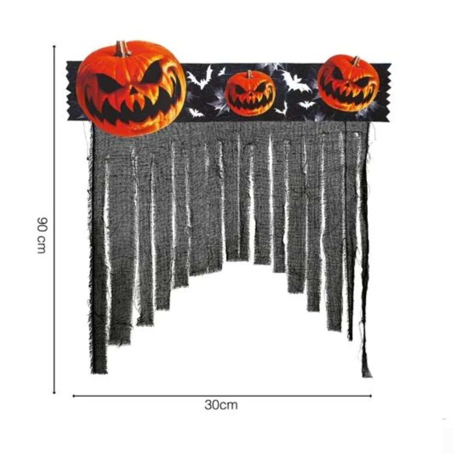 Fiestas Guirca Hängedekoration Halloween Türvorhang 'Kürbisse' 90x30cm, Schwarz/