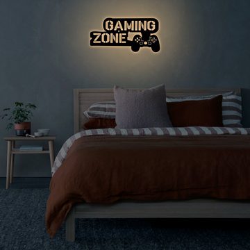LEON FOLIEN Wandleuchte Gaming Zone Led Schild - Wand Lampe in Buche # 10