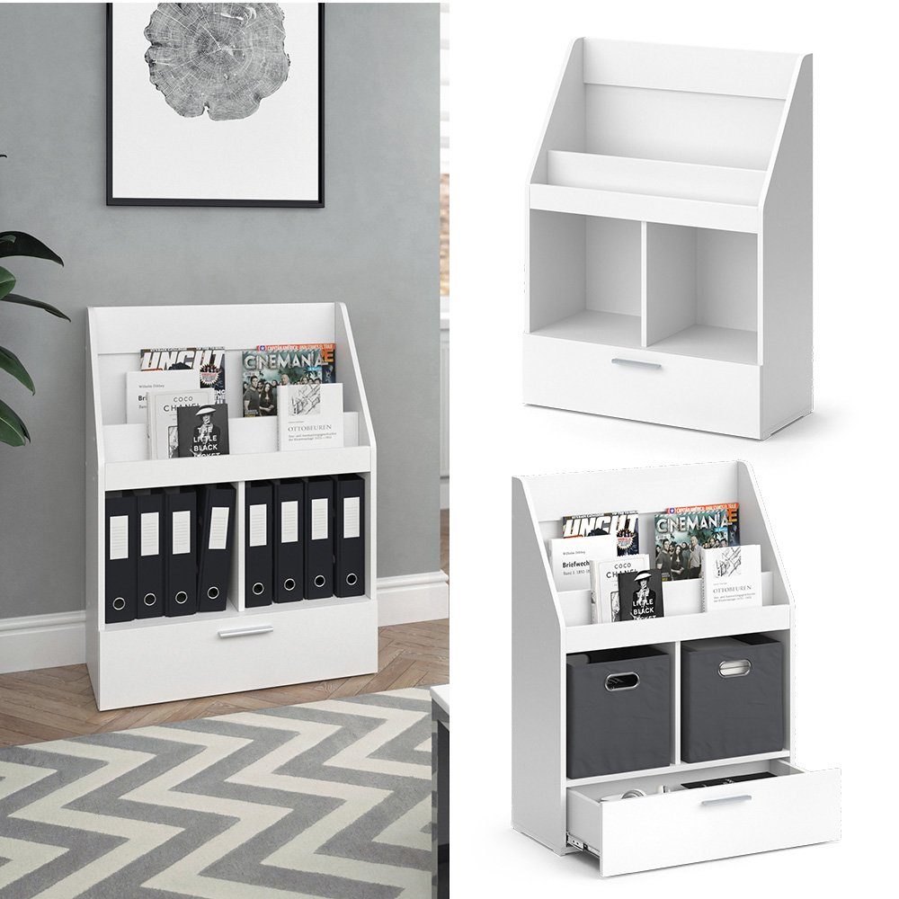 Vicco Bücherregal Luigi, Weiß, 72 x 96.2 cm ohne Faltboxen, 1-tlg.