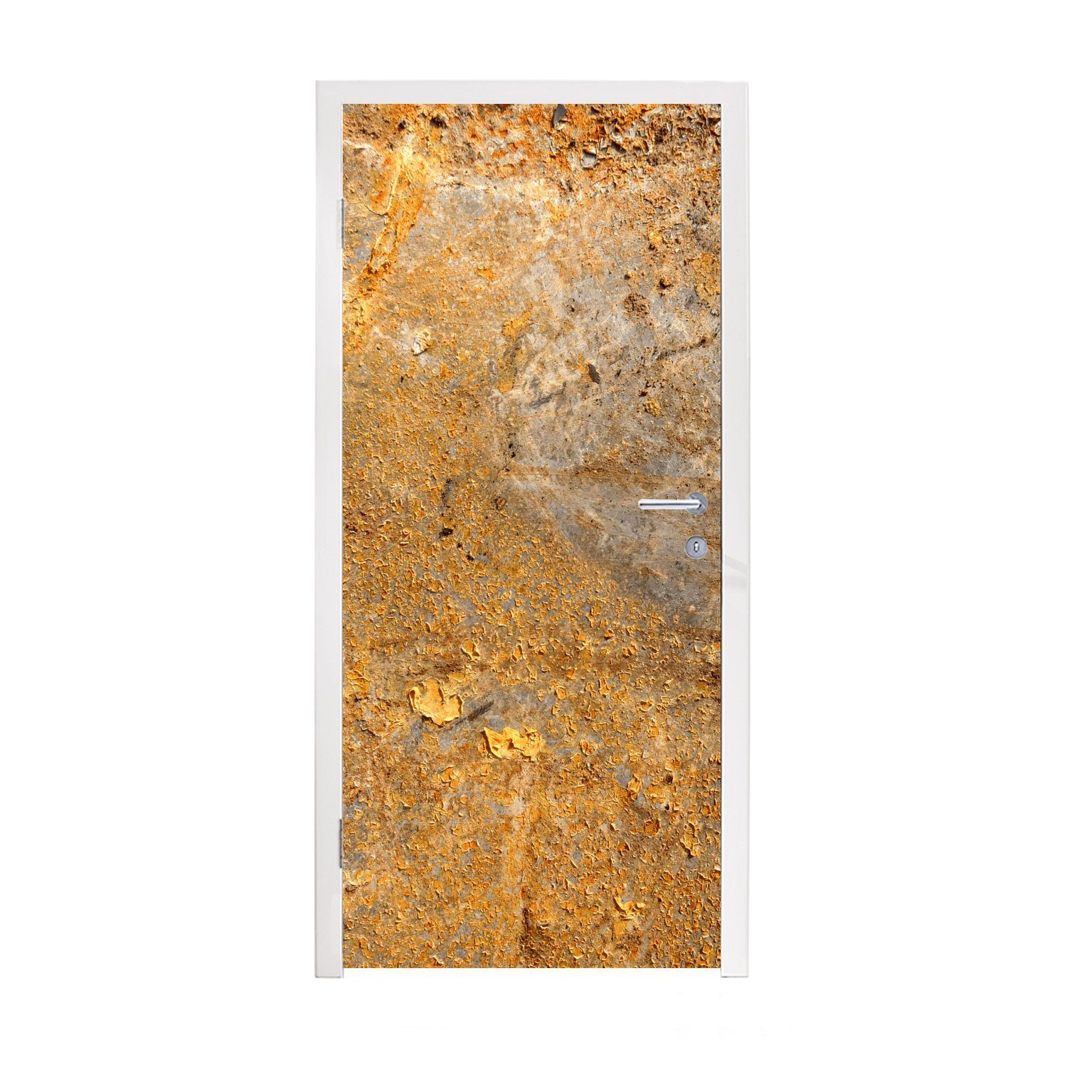 MuchoWow Türtapete Metall - Rost - Gold - Grau - Textur, Matt, bedruckt, (1 St), Selbstklebende Tapete, Folie für Möbel, 75x205 cm