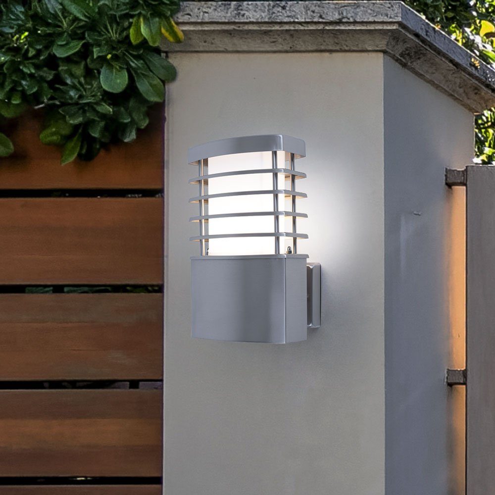 WOFI Außen-Wandleuchte, Leuchtmittel nicht inklusive, Außen Wand Lampe Garten Beleuchtung Terrassen Edelstahl