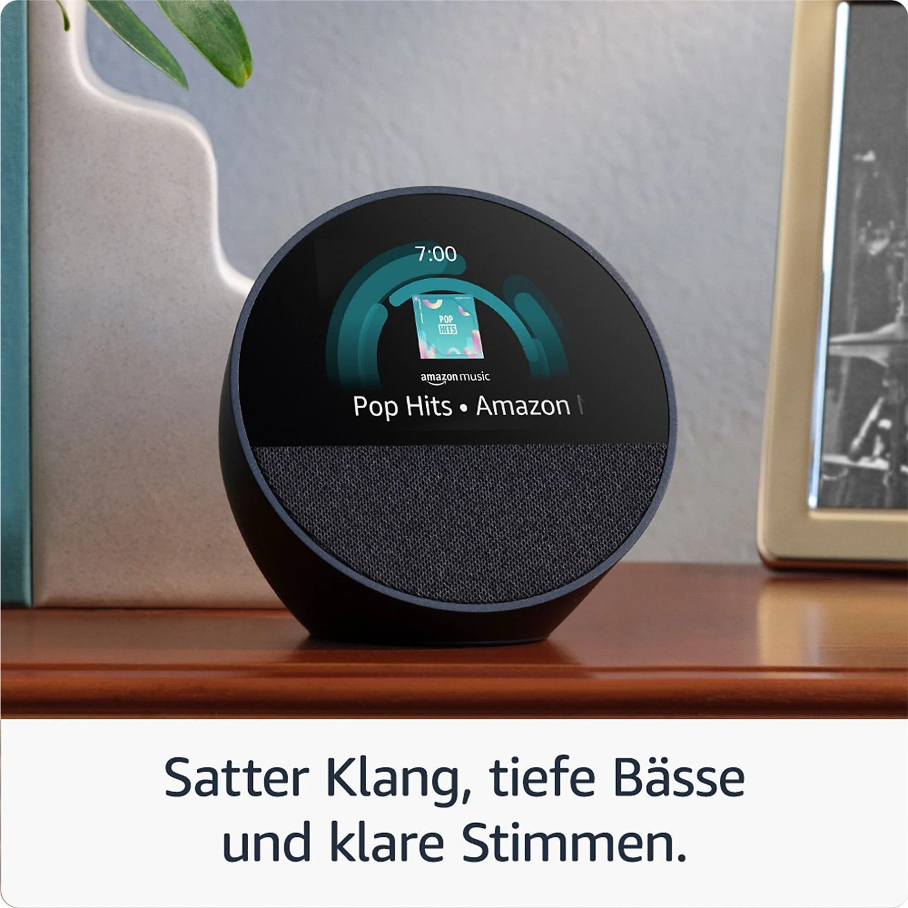 Amazon Echo Spot (2024) Intelligenter Alexa Gerät Wecker Wireless Lautsprecher (WLAN (WiFi), Sprachsteuerung, Smart Home Hub)