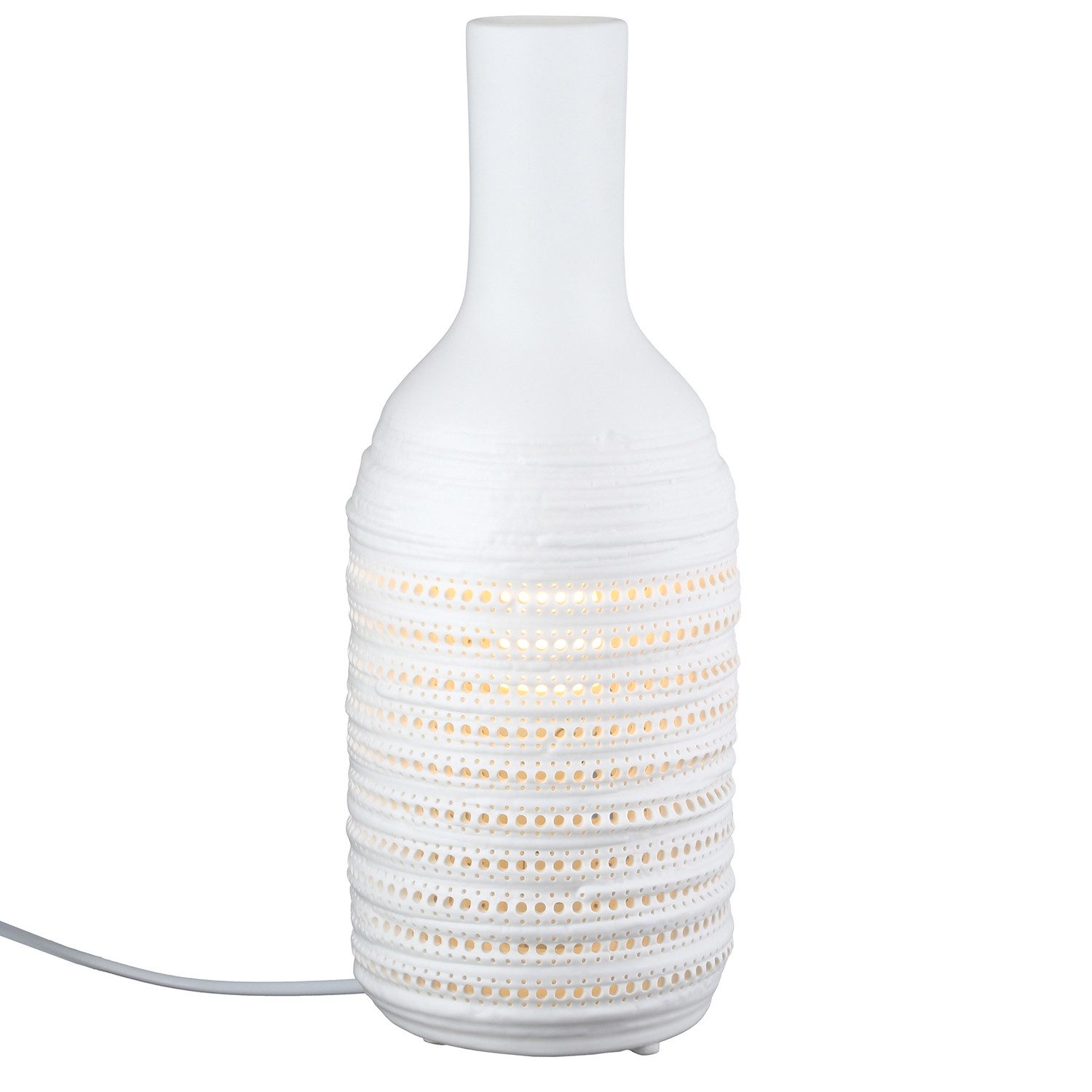 GILDE Tischleuchte SACOMA Tischleuchte - weiß - Porzellan - Höhe 30,5cm x Ø 12cm - Lampe, Tischlampe - Schreibtischlampe - Nachttischlampe