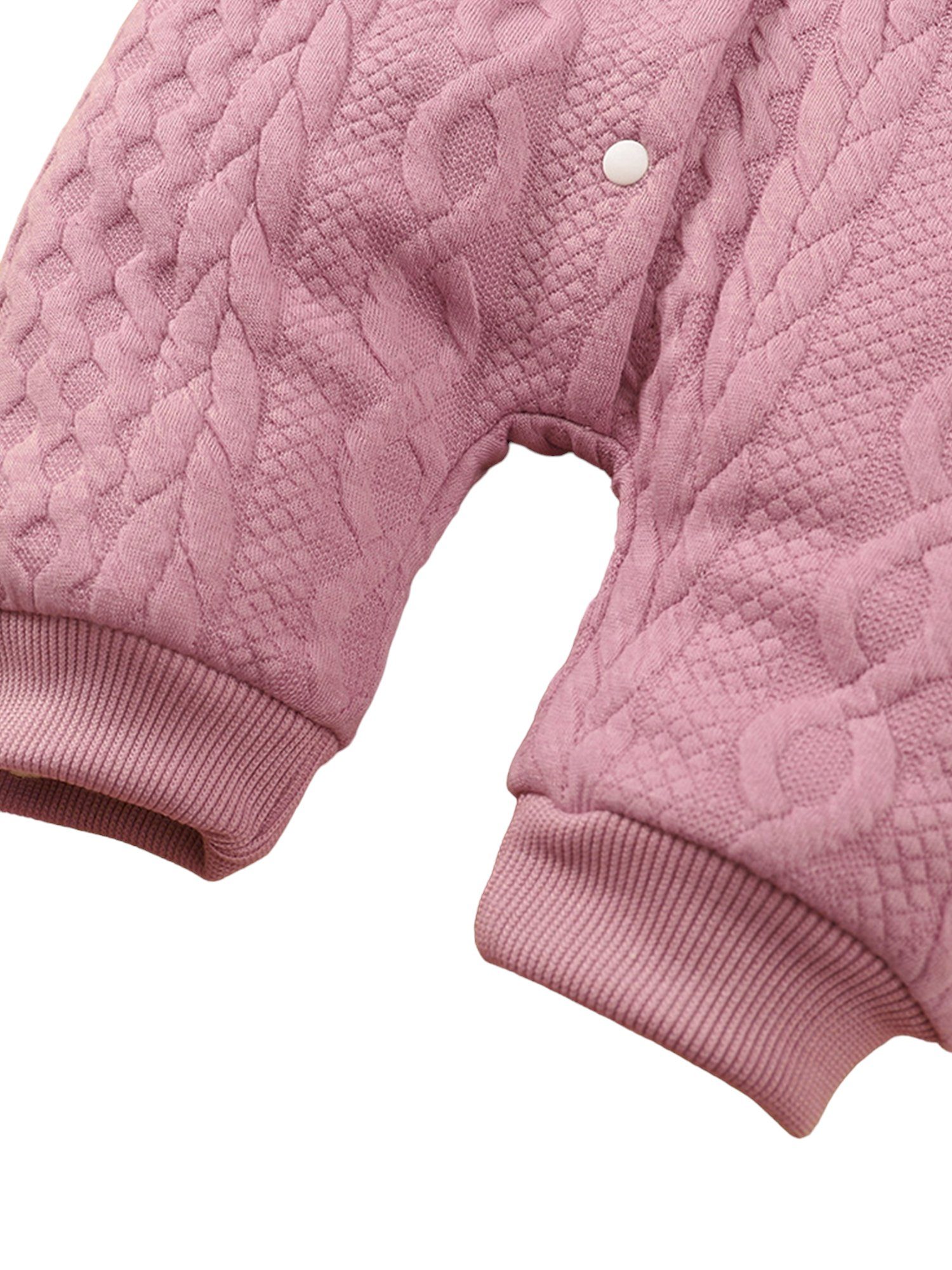 LAPA Einreihiger Winter Bodysuit Baby Warmer Kapuze mit Rosenrot Ohr-Strick Druckknopfverschluss Strampler (1-tlg)