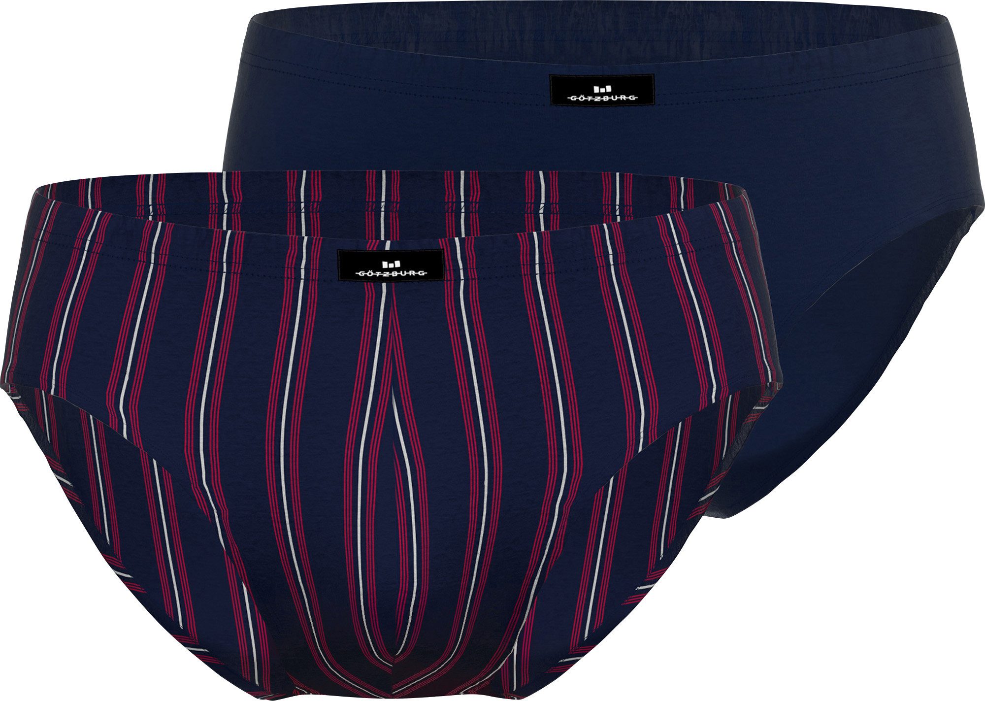 GÖTZBURG Slip Herren-Slip 2er-Pack Single-Jersey Uni: 1x Slip/Streifen: 1x Slip, gestrickter Streifen