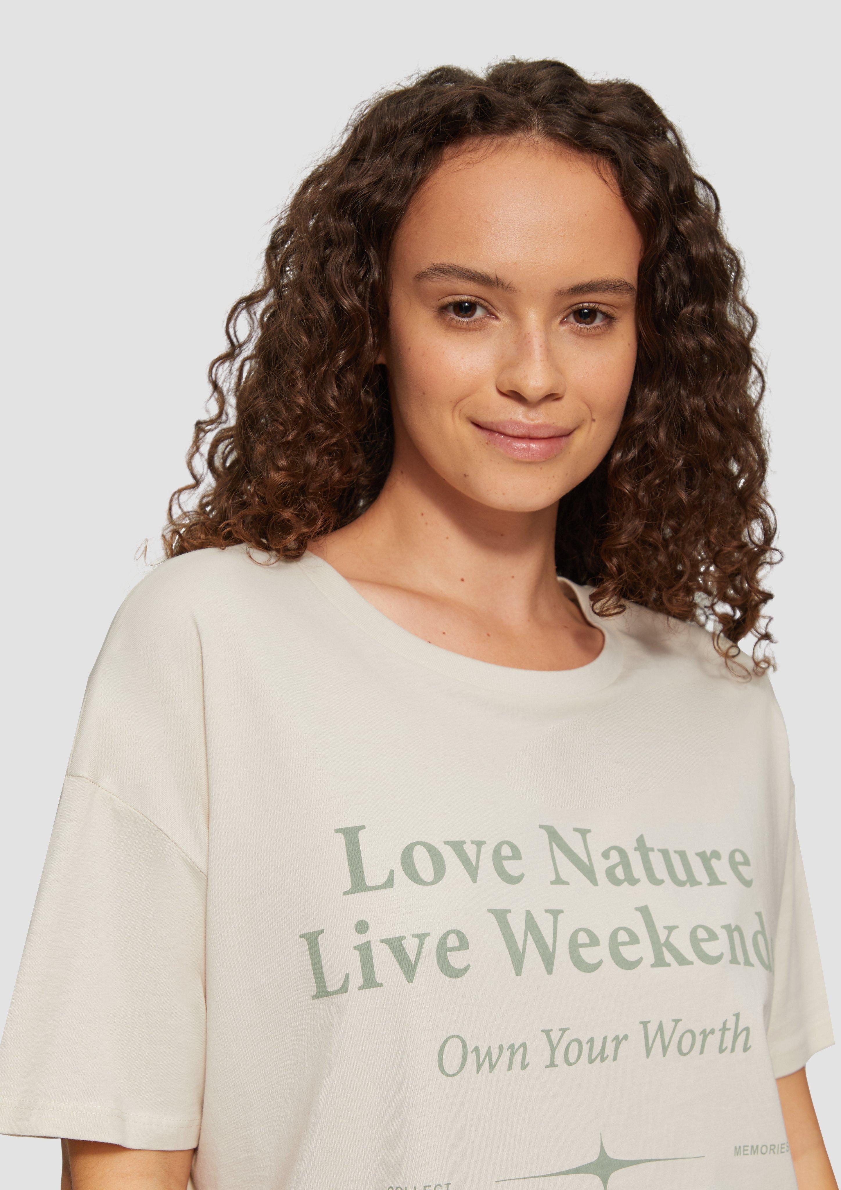 QS Kurzarmshirt Print-Shirt mit überschnittenen Schultern günstig online kaufen