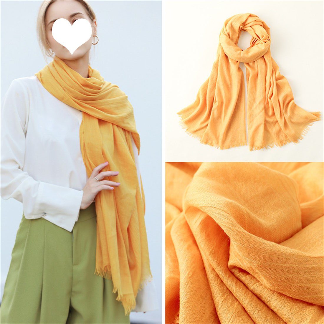 DÖRÖY Seidenschal Sommer Damen Sonnenschutz Seidenschal, modisch einfarbig Schal Schal Gelb