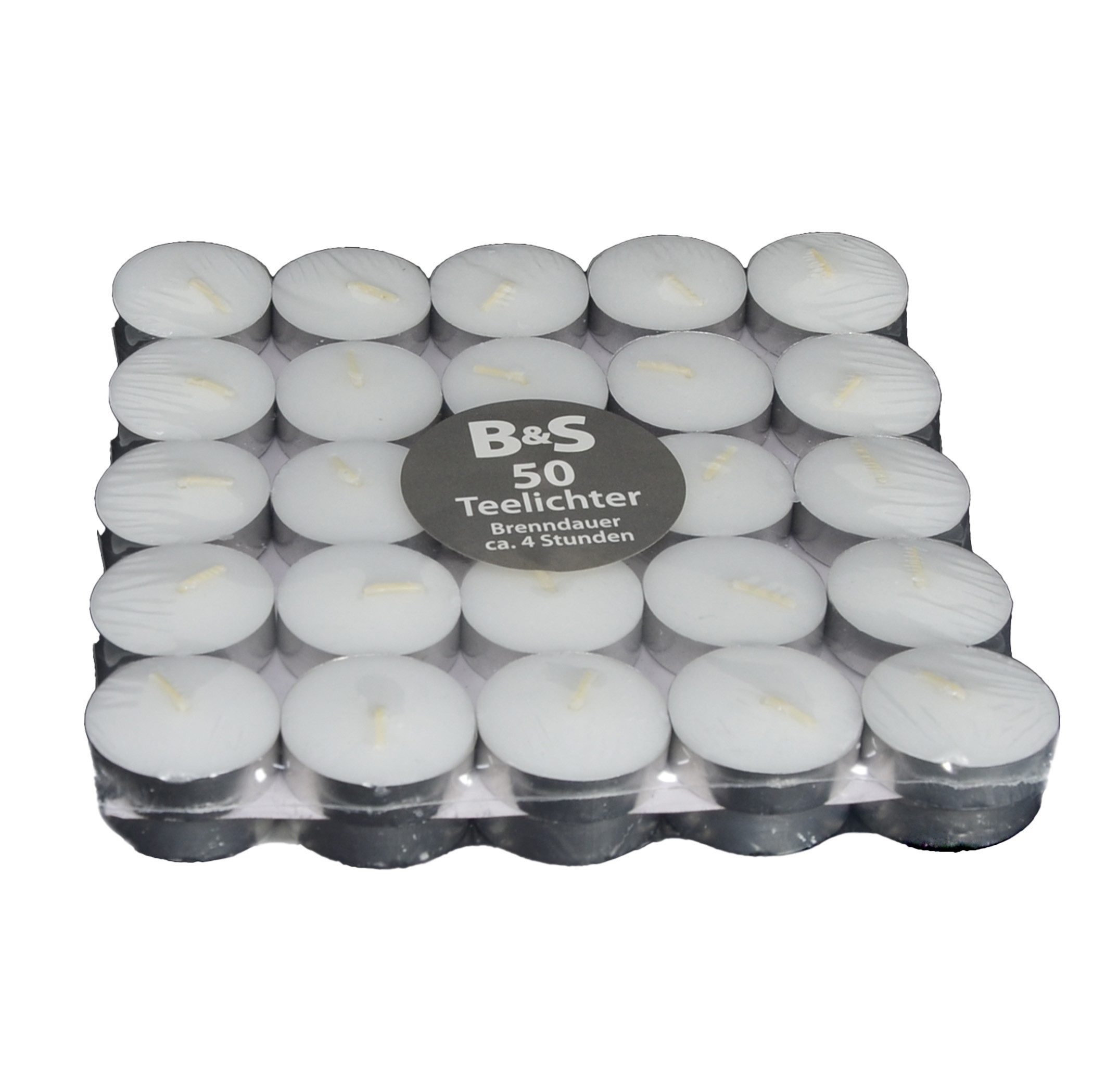 B&S Teelicht 50 Teelichter H 1,7 x Ø 3,7 cm weiß 4 Stunden