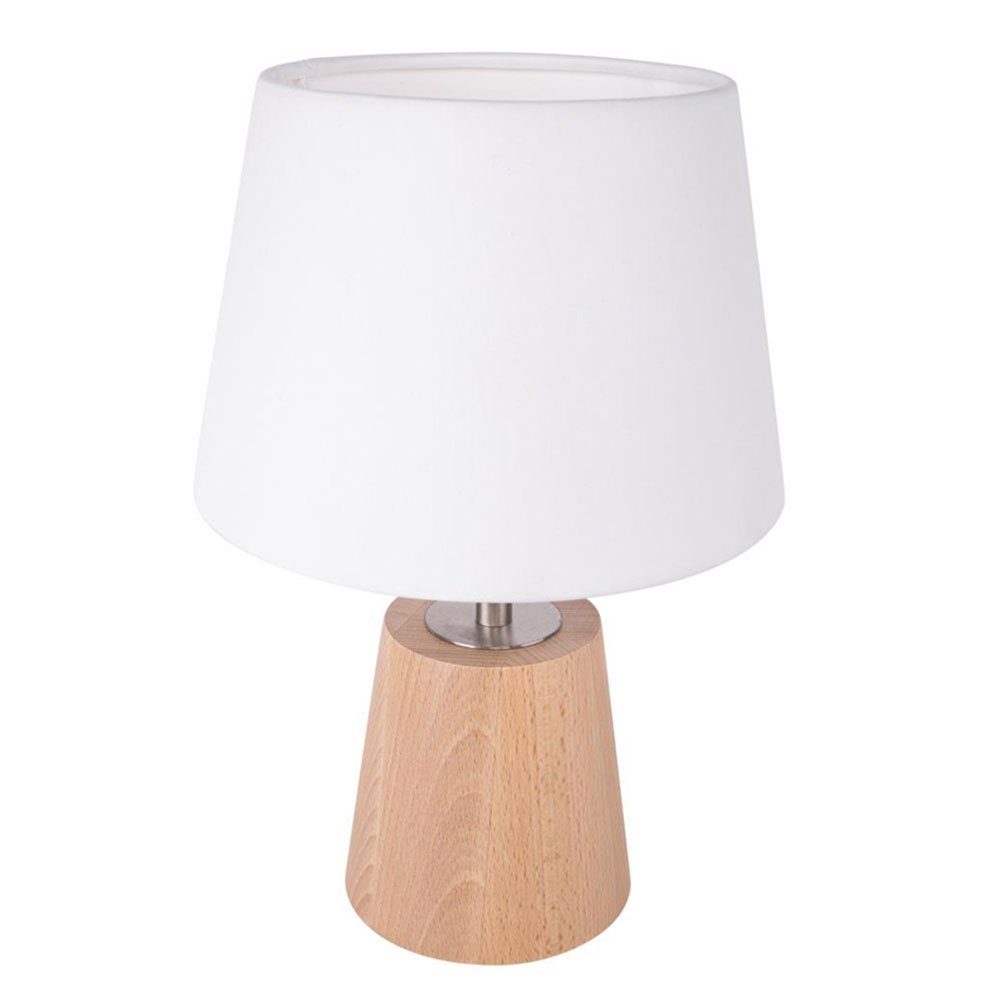 Light weiß SPOT Tischleuchte, nicht Textilschirm D 20 cm Holz inklusive, Tischlampe Beistellleuchte Leuchtmittel