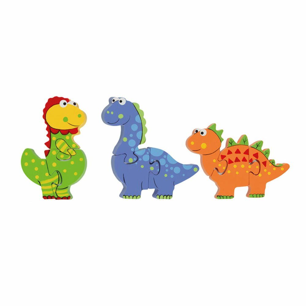 Nici Konturenpuzzle Mini Puzzle Set Dinosaurier, 9 Puzzleteile