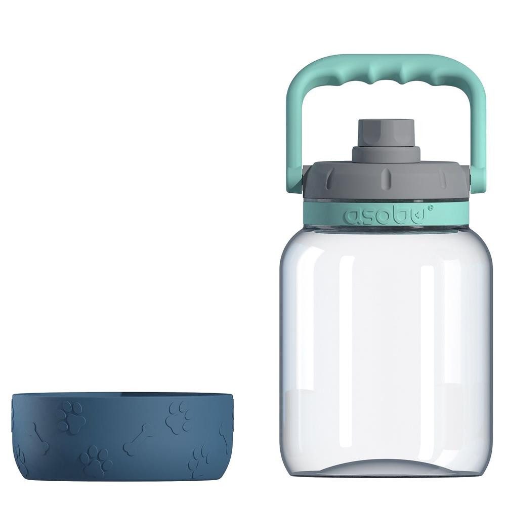 ASOBU Trinkflasche The Barkley Dog Bowl Trinkflasche mit Hundenapf blau, 1,5 l, komfortabler Tragegriff