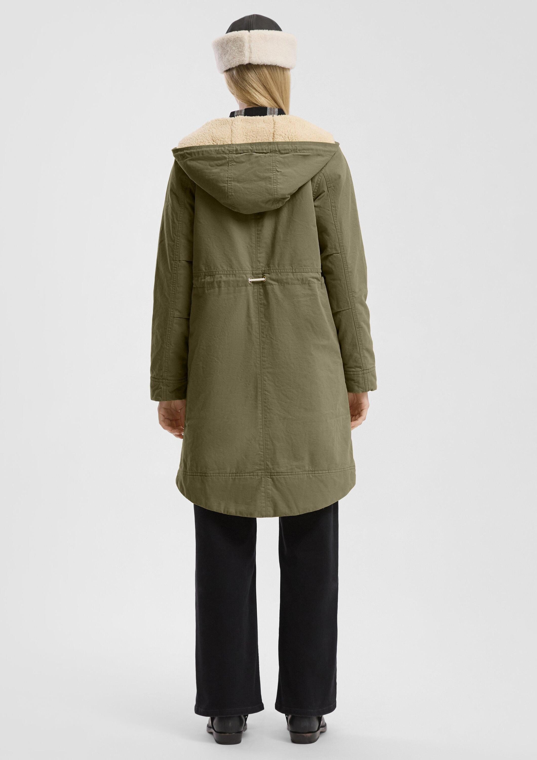 QS Parka Outdoor-Jacke Gefütterter Parka mit Teddyplüsch in der Kapuze