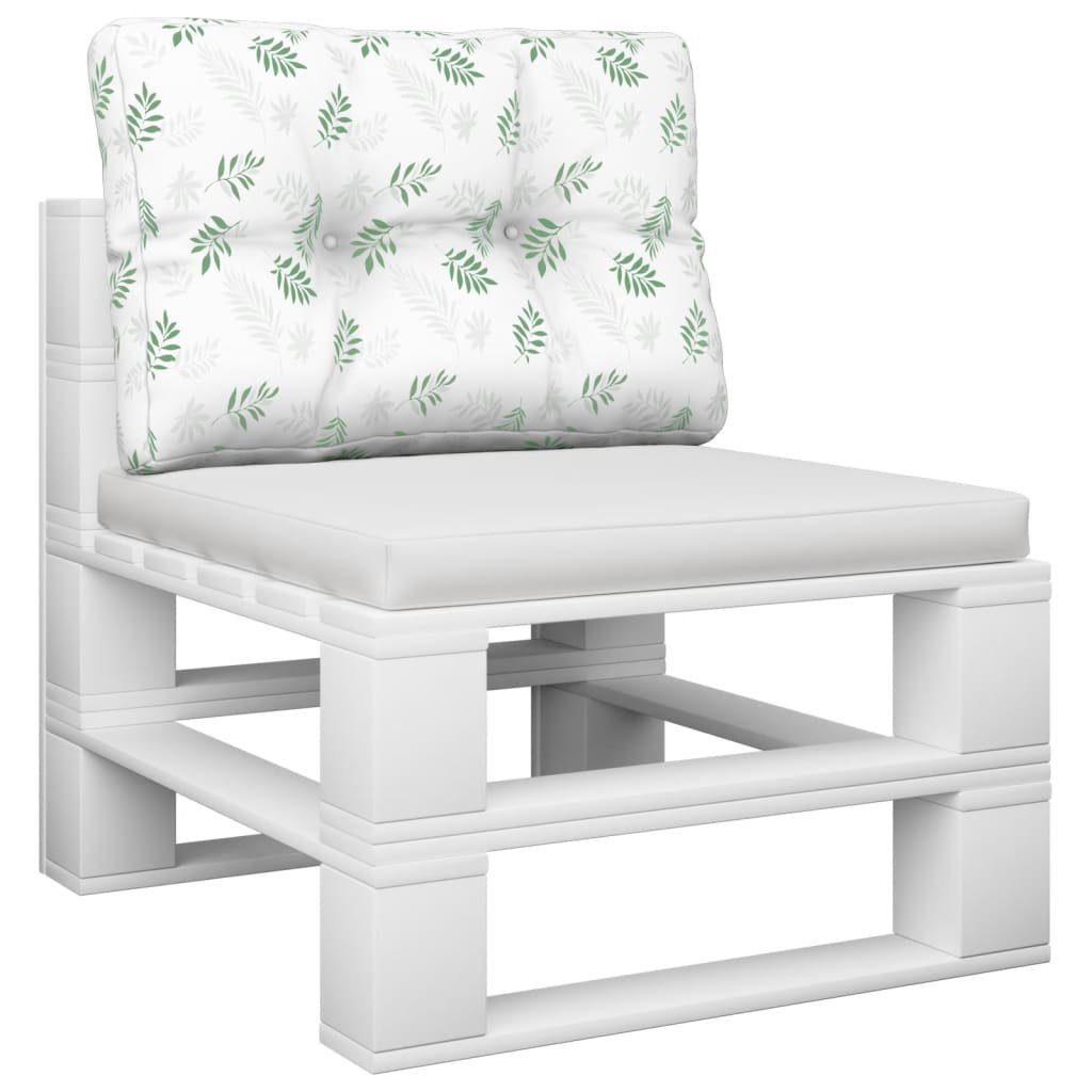 vidaXL Sitzauflage (1 Weiß Blattmuster cm Palettenkissen St) und 50x40x12 Stoff, grün