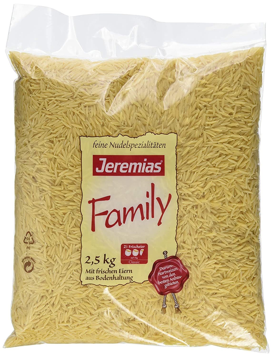 Jeremias Nudeln, Jeremias Nudelreis Classic Family Nudeln mit frischen Eiern 2500g
