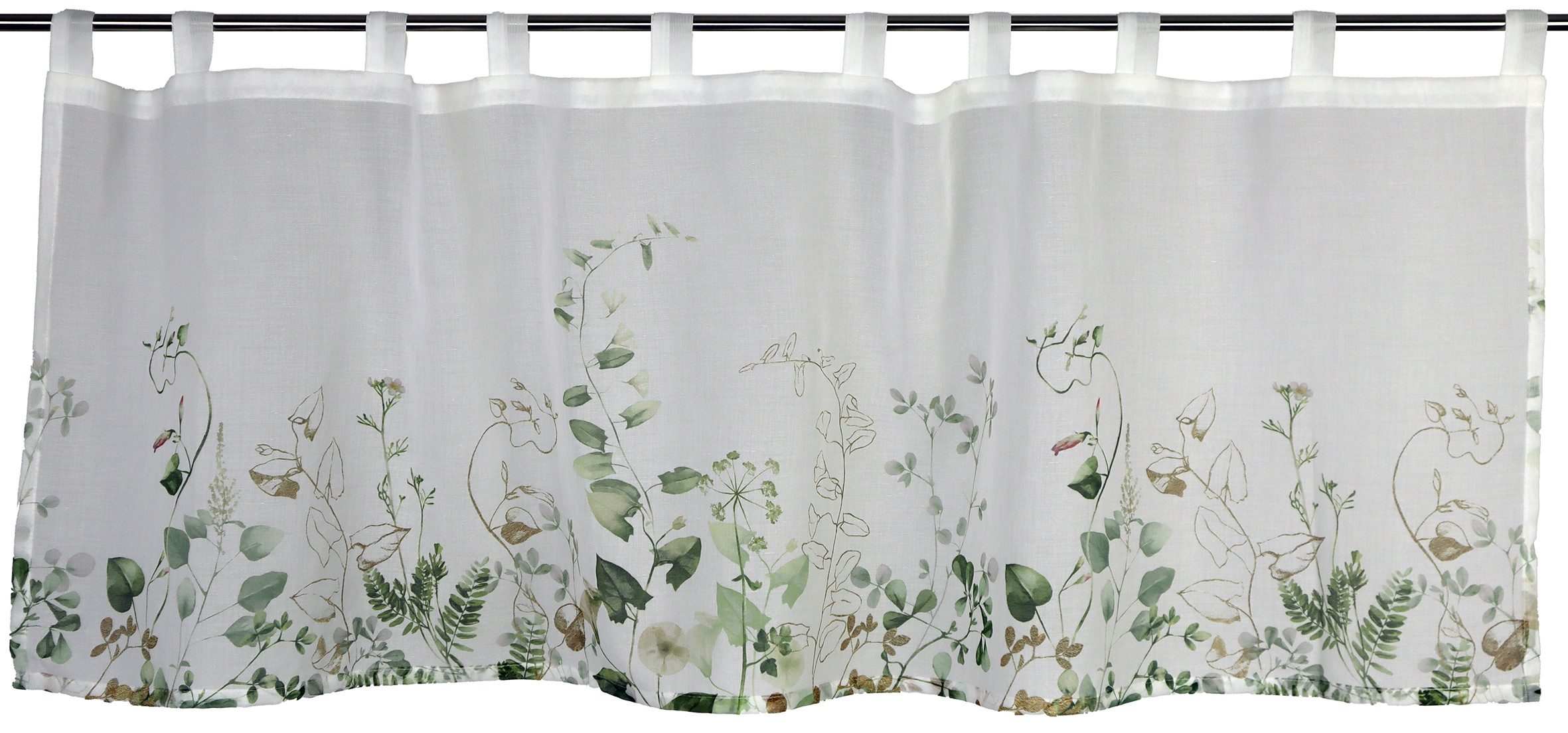 EXPERIENCE Scheibengardine Bistrogardine mit Schlaufen Blättermotiv Digitaldruck 50x140 cm, Schlaufen, transparent, Voile
