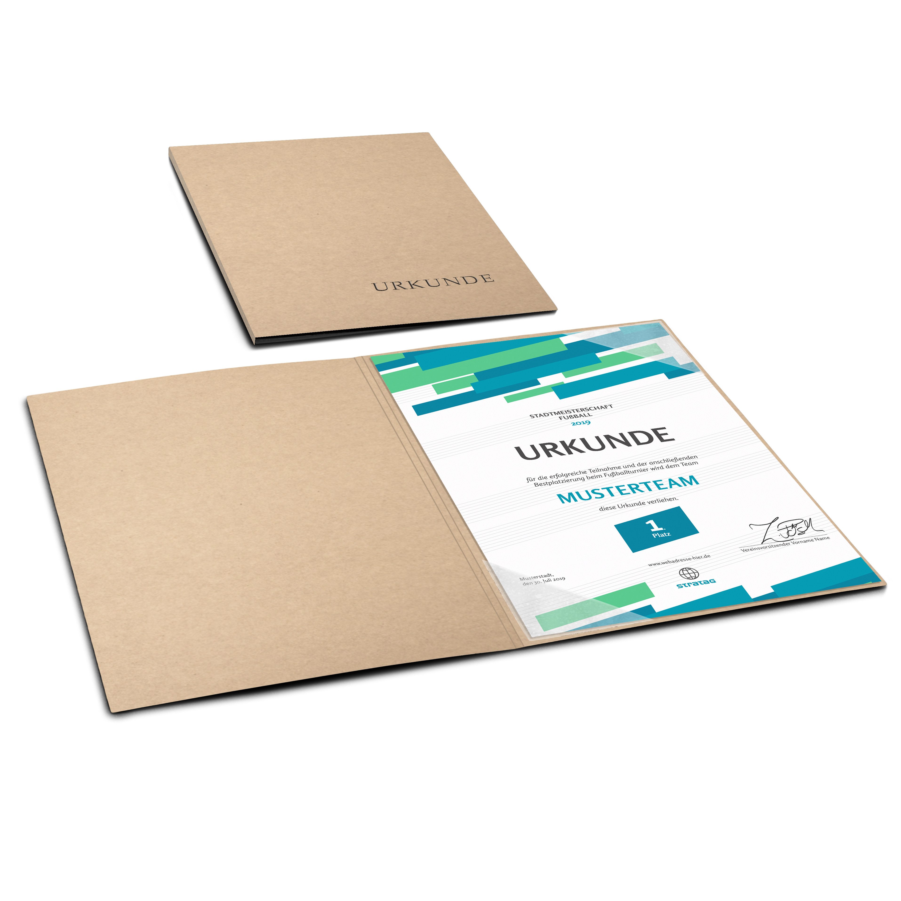 STRATAG Organisationsmappe Urkundenmappe ECO Basic - 5 Stück 1-tlg Recyclingkarton (Set, 5-St., Premium-Recyclingkarton mit hochwertiger Prägung Urkunde), direkt vom Hersteller STRATAG - handgefertigt in Deutschland