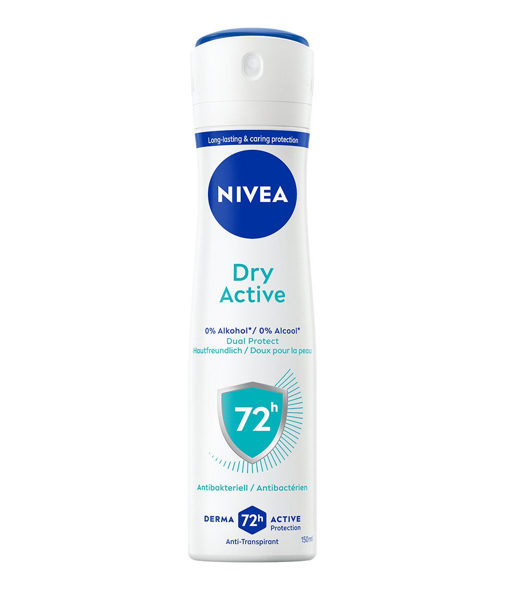 Nivea Deo-Spray Deodorant Dry Active Deospray 6 x 150ml, 6-tlg., Zuverlässiger Deo Schutz beim Sport