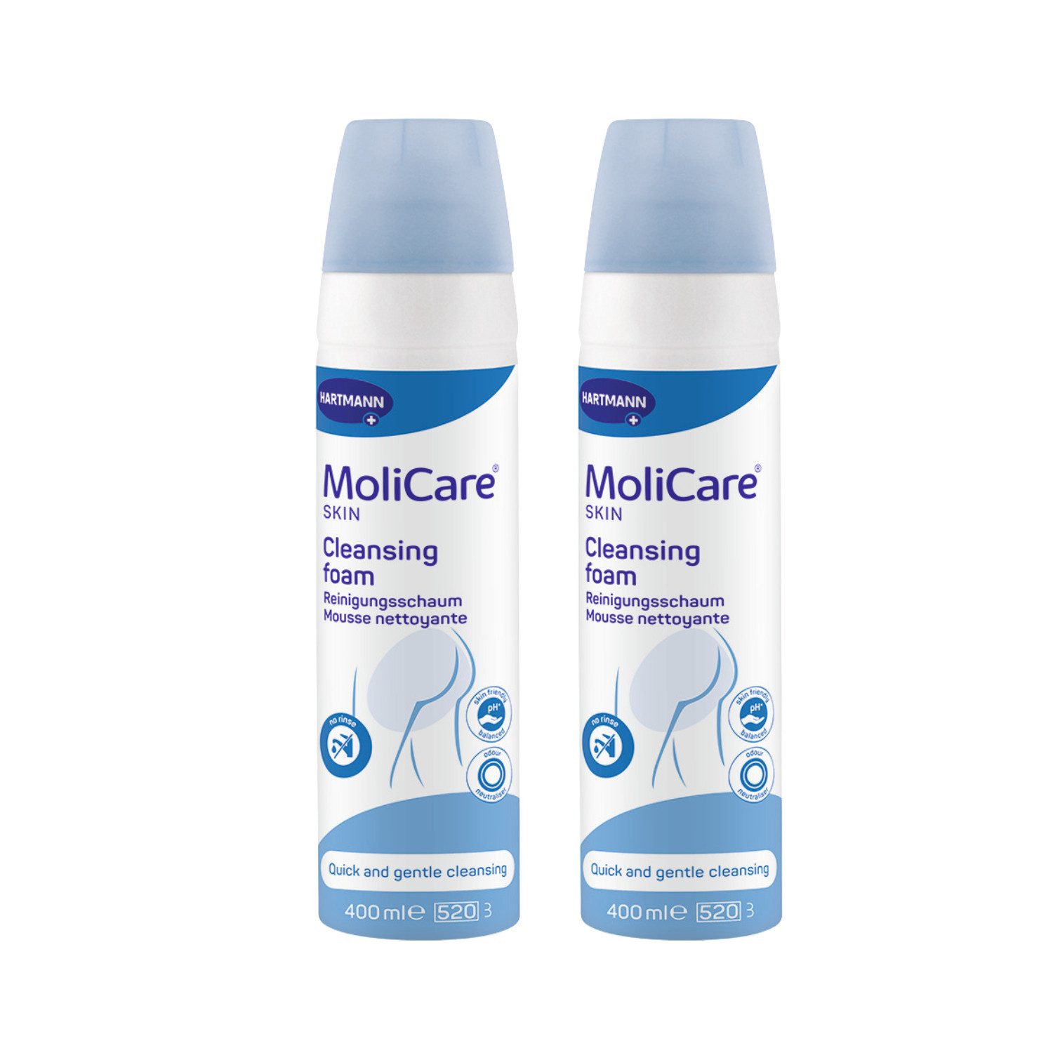Molicare Gesichts-Reinigungsschaum MoliCare Skin Reinigungsschaum 2 x 400 ml, 1-tlg., pH-hautneutral, geruchsneutralisierend