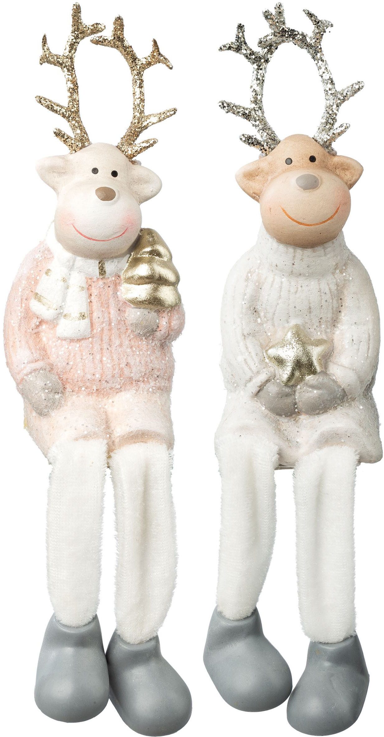 Creativ home Kantenhocker Hirsch (2 St), mit dezentem Glitzer-Finish günstig online kaufen