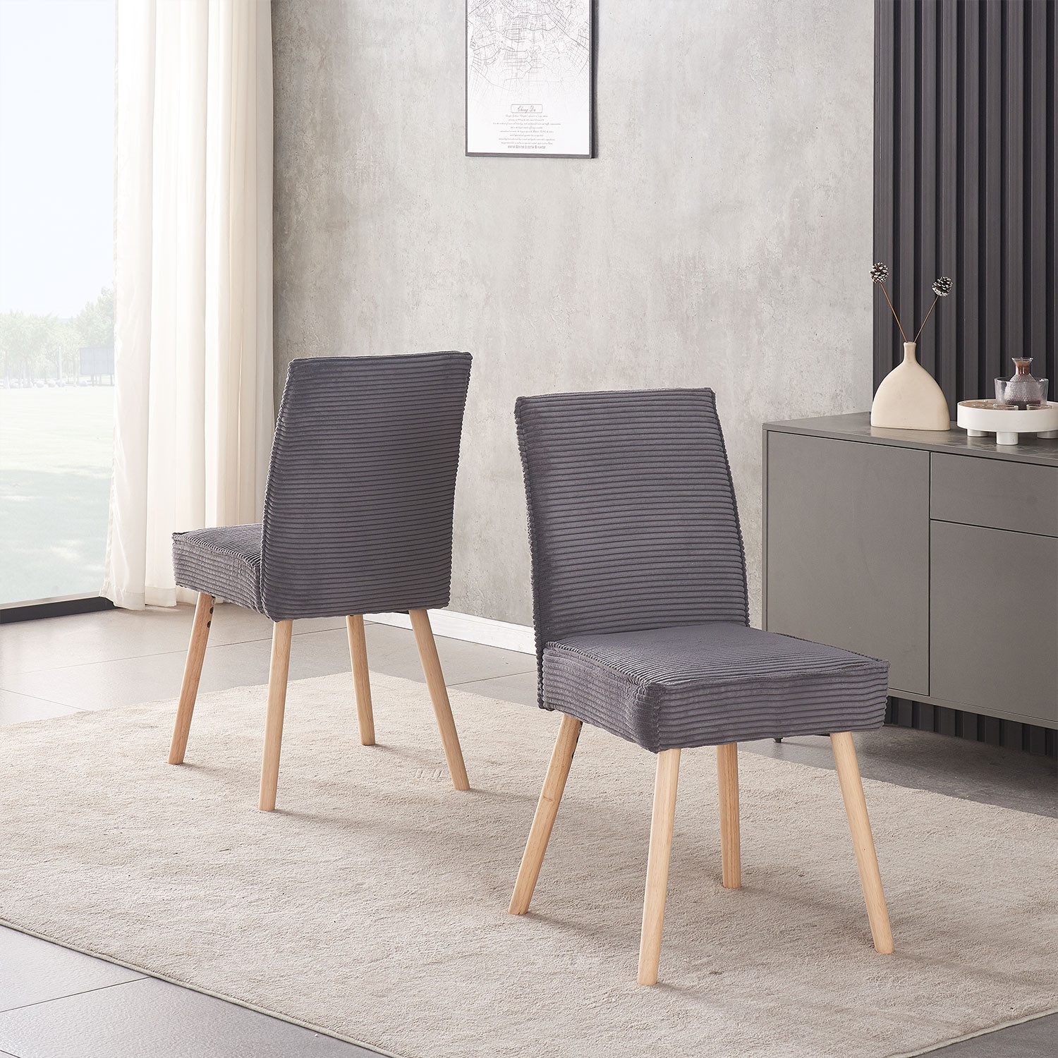 B&D home Polsterstuhl CEDRIC (2er Set, 2 St), gepolstert mit Federkernbox, Holzbeine