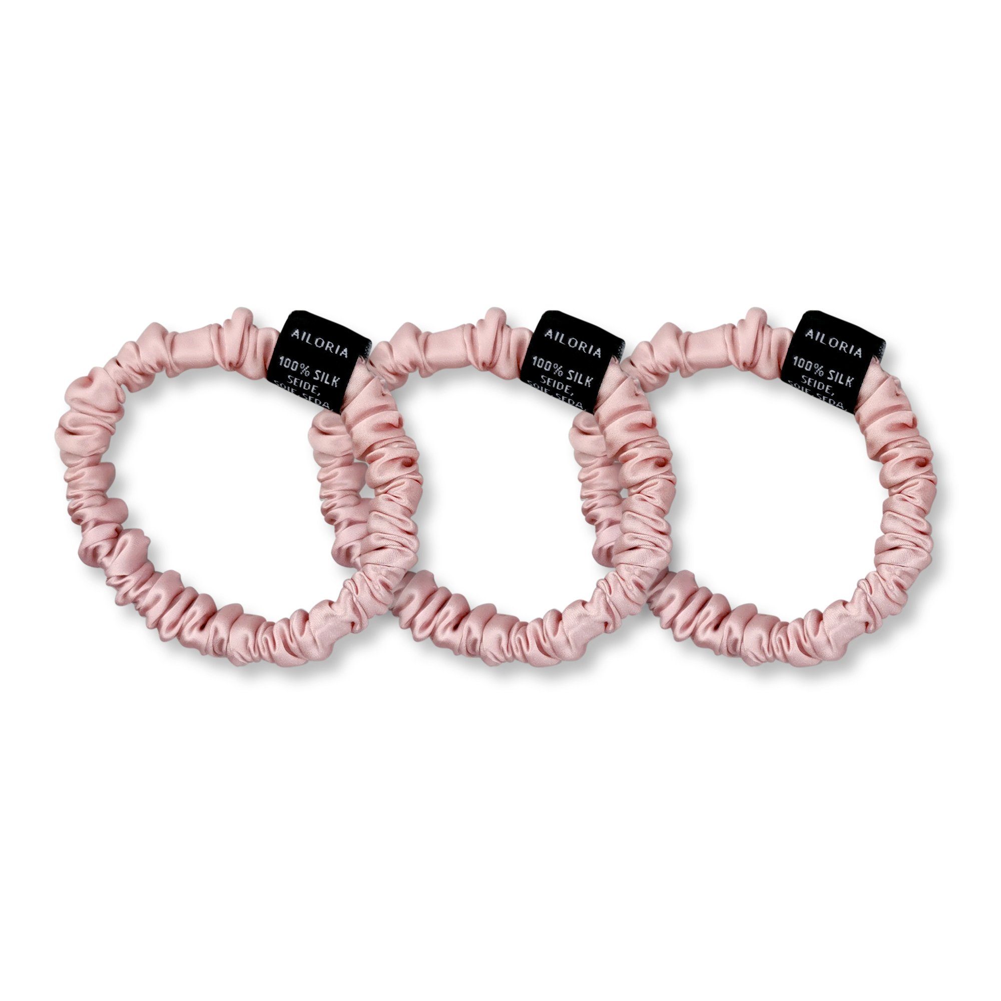 AILORIA Haargummi DOUX Set 3 Scrunchies S aus Seide, Luxuriöses Set aus drei Haargummis
