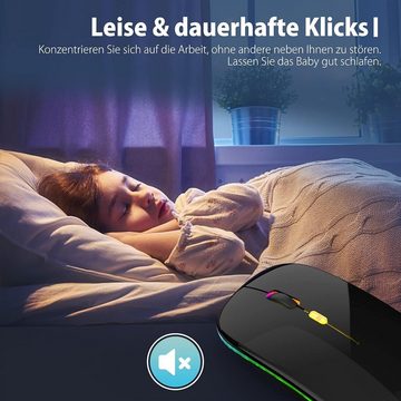 GelldG PC Maus Kabellose LED Wiederaufladbare Leise Funkmaus Laptop Maus Maus