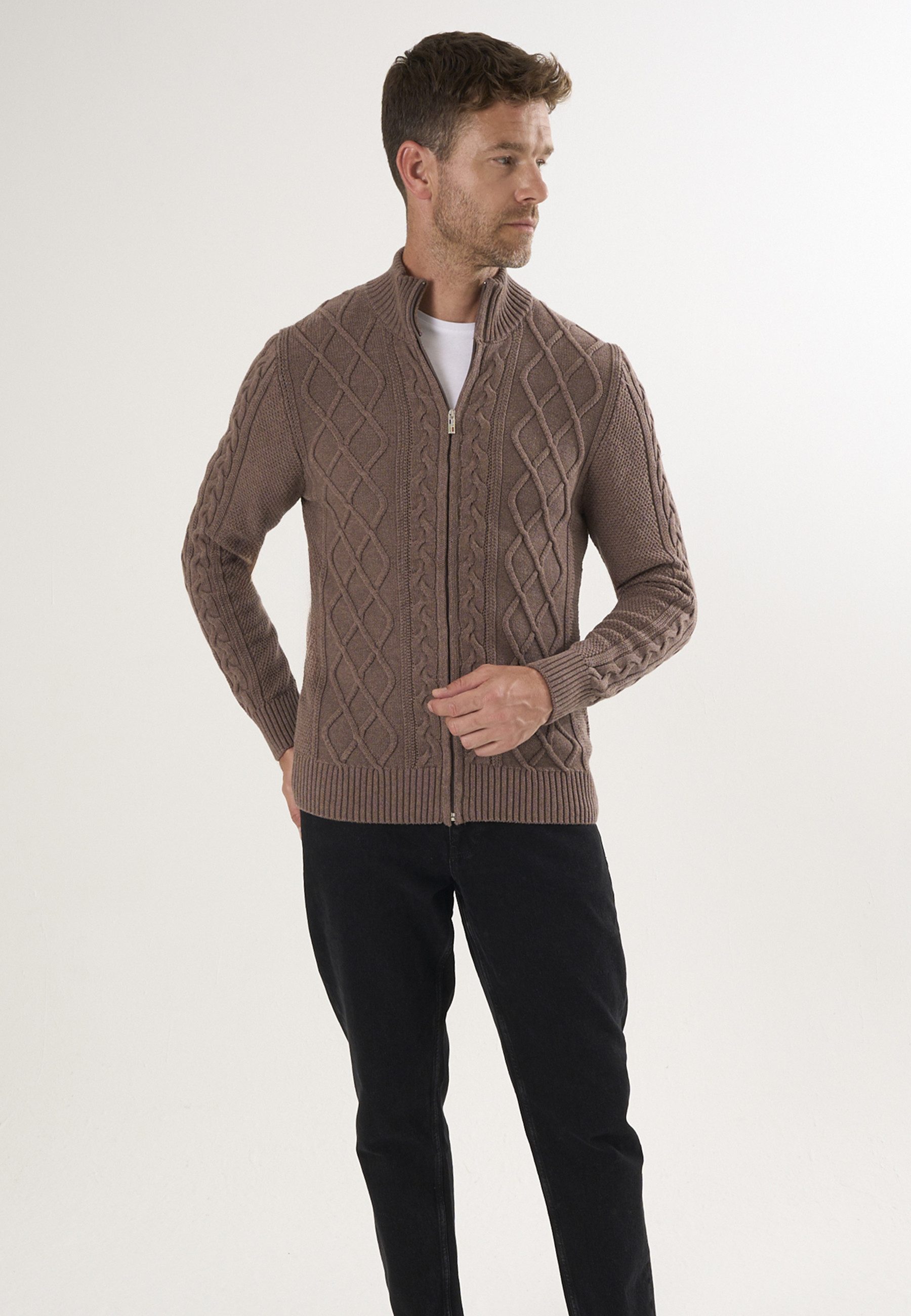 Felix Hardy Strickjacke Strickjacke mit durchgehendem Reißverschluss