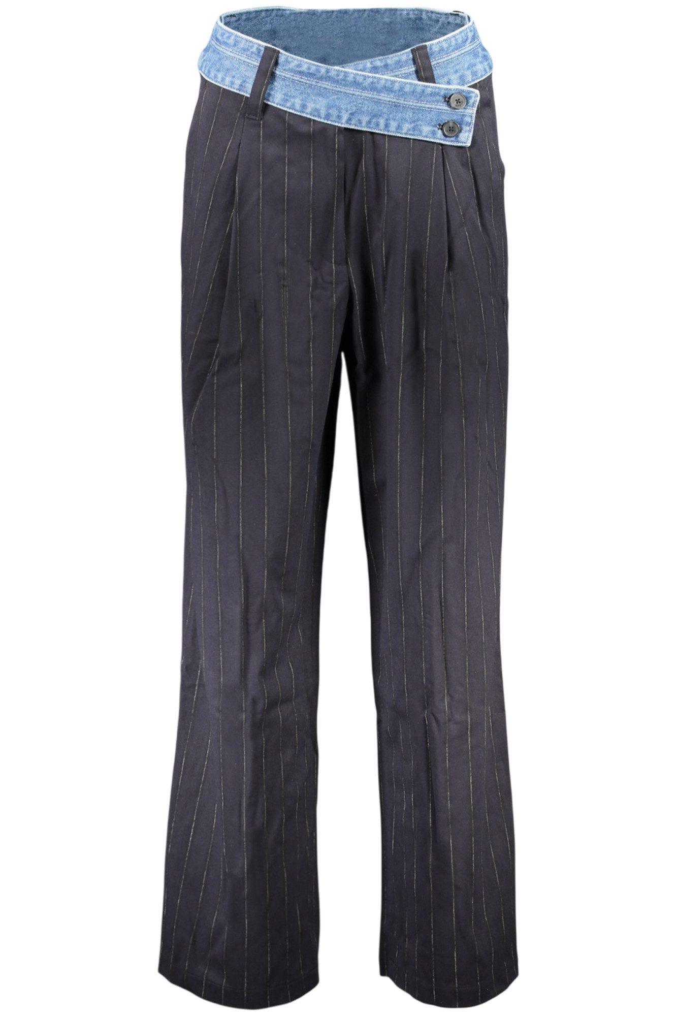 Desigual 5-Pocket-Hose Schwarze Damenhose - 3 Taschen, Kontrastdetails, Reißverschluss