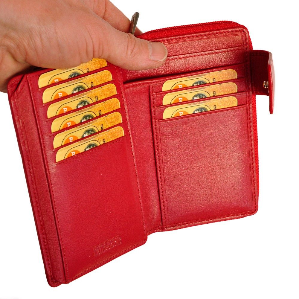 BRANCO Geldbörse Große Damen-Geldbörse / Portemonnaie, Leder, Rot, Branco 22373