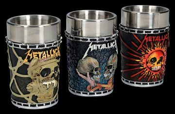 Figuren Shop GmbH Schnapsglas Schnapsbecher - Metallica 3er Set - Metall Band Merchandise Deko Schna, Kunststein (Polyresin), Edelstahl