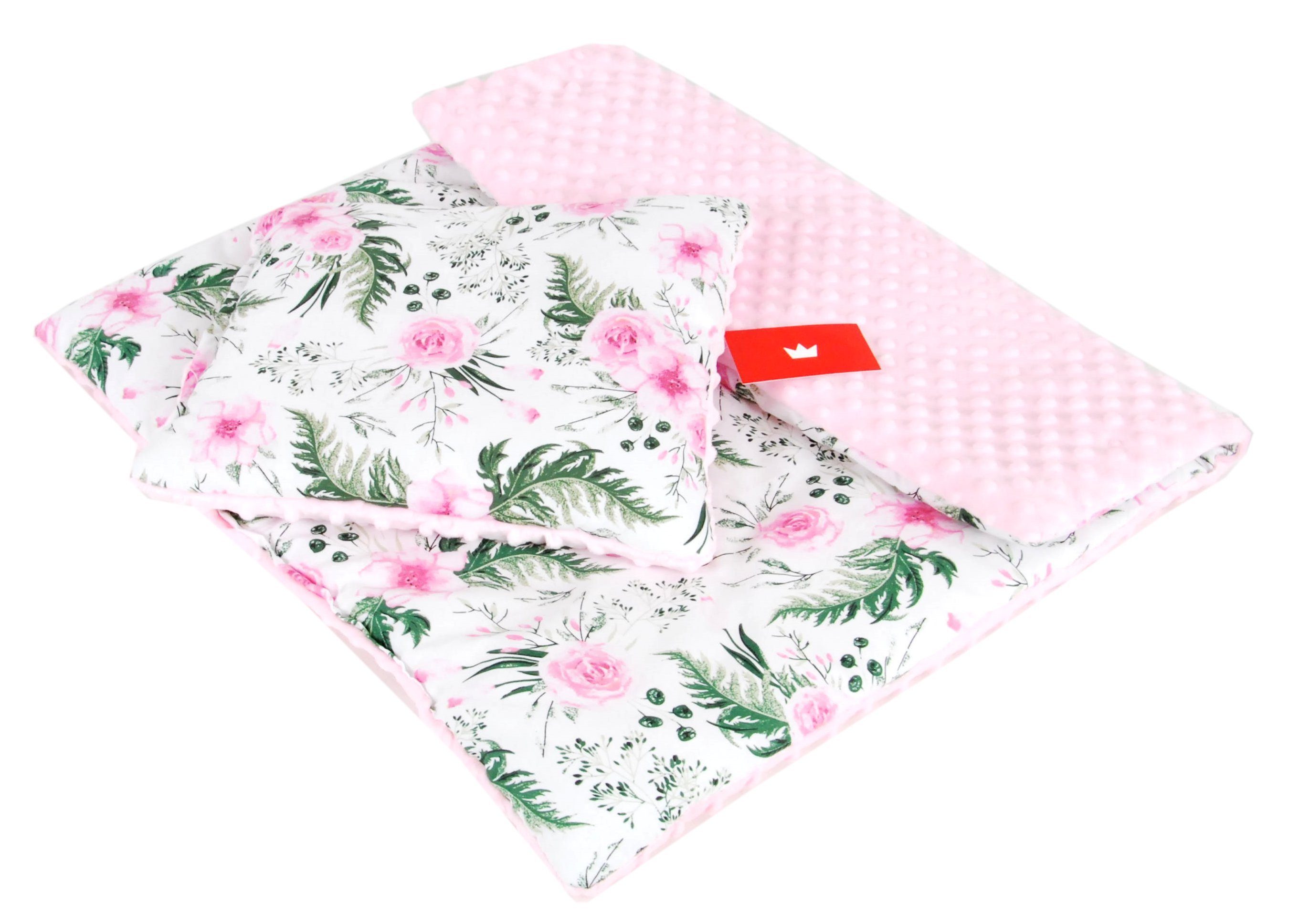 Kinderdecke BABYLUX Babydecke MINKY 2Set Kuscheldecke Decke 75 x 60cm Kinderwagen, BabyLux, MP110 - Rosa + Blumen – Bild 2 von 4