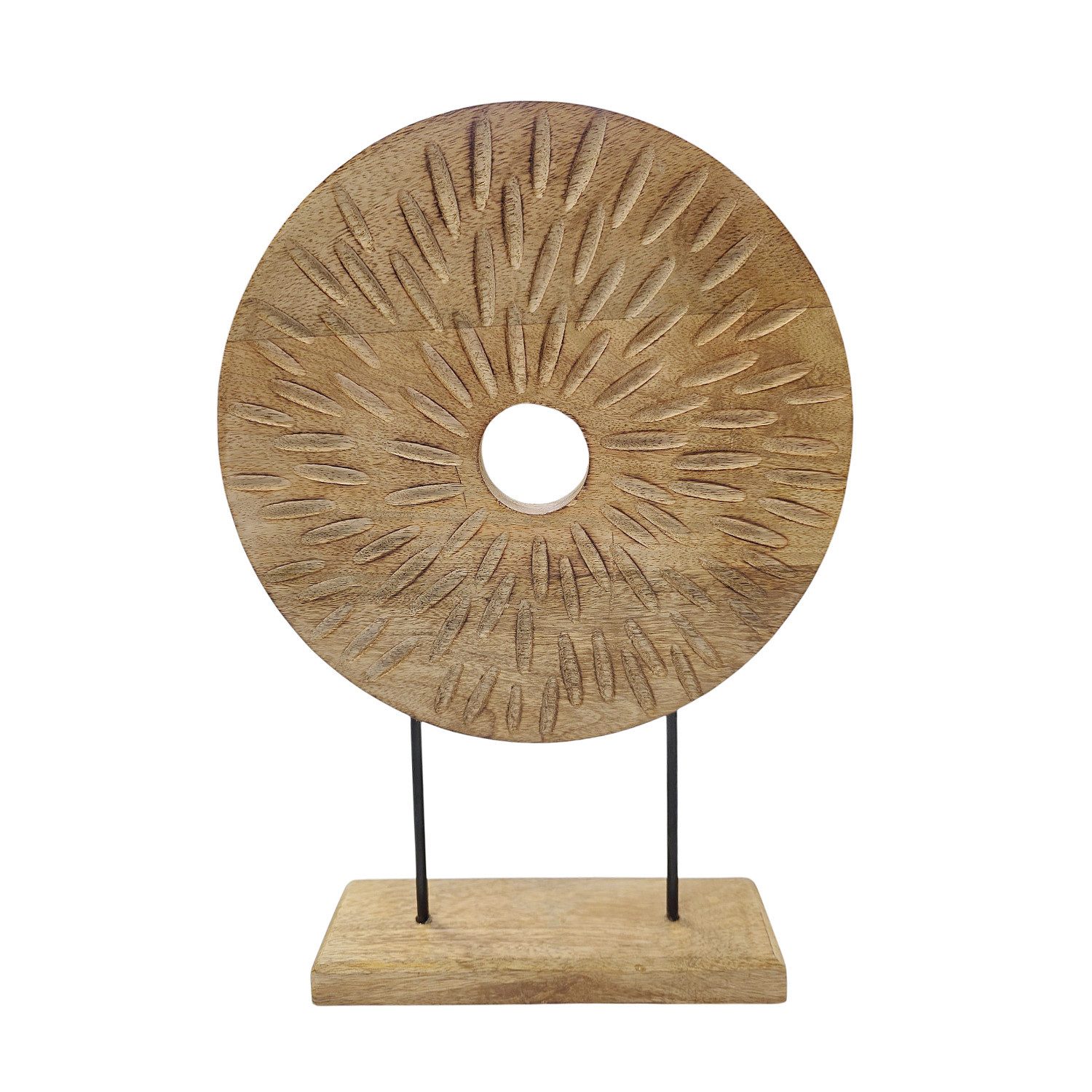 Macosa Home Dekoobjekt Dekoskulptur Mangoholz Metall 25,5 x 38 cm (Boho Scandi Deko, 1 St., Tischdeko Dekoobjekt Standdeko), Moderner Dekoakzent für Wohnzimmer, Sideboard und Regale