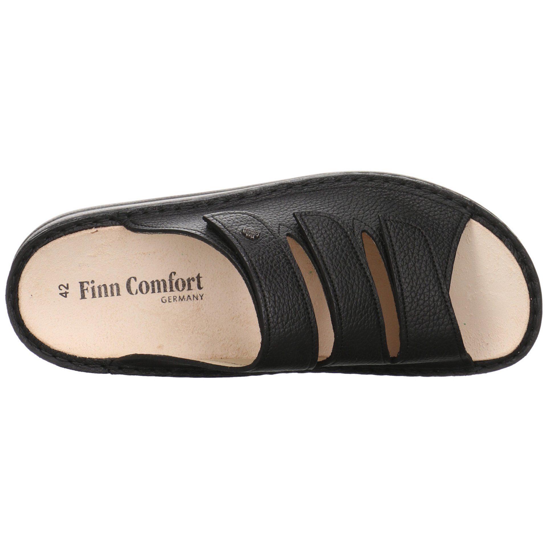 Korfu Finn Herren Pantolette Pantoletten schwarz Glattleder dunkel Hausschuh Comfort Sandalen