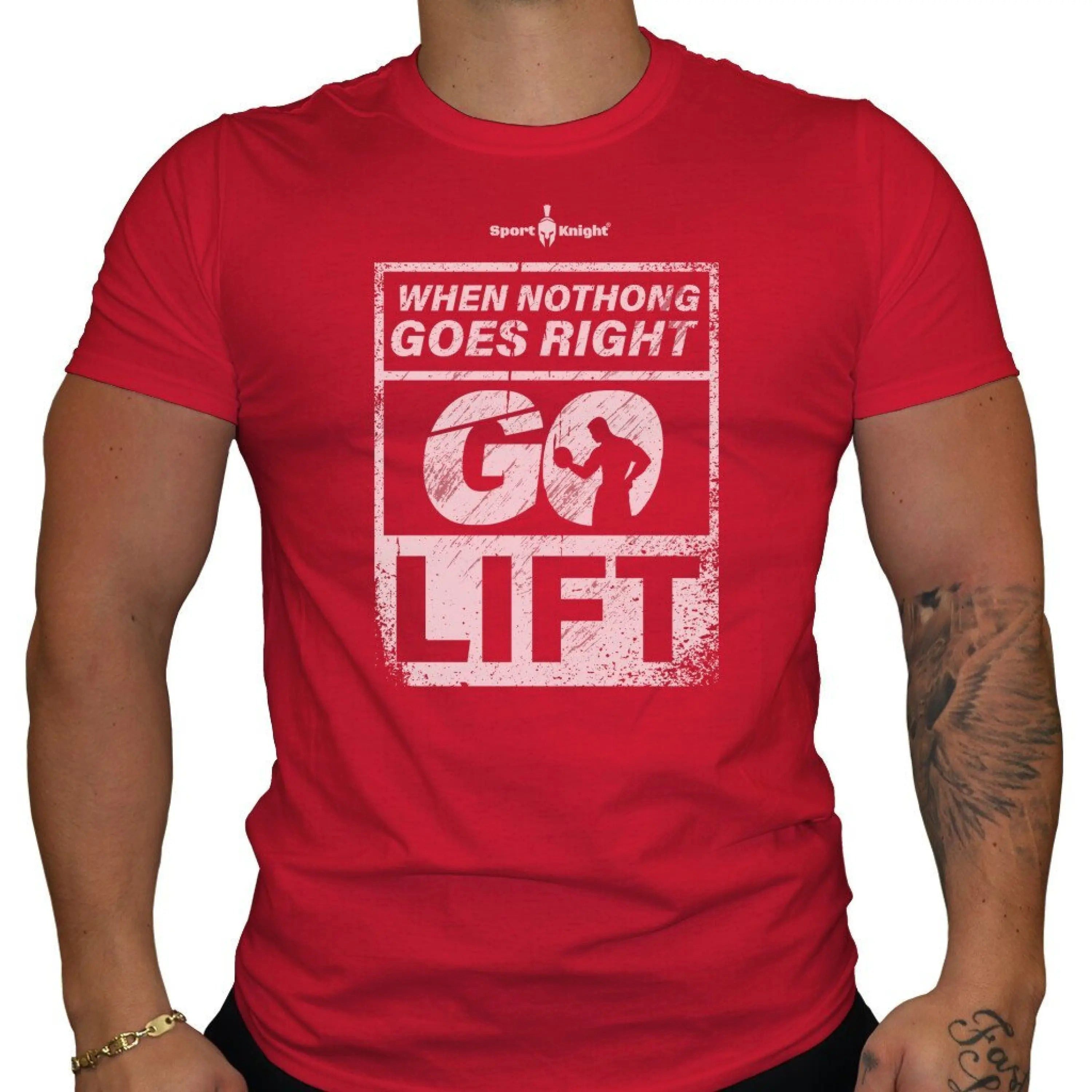 Sport-Knight® T-Shirt Sport-Knight® Herren Fitness T-Shirt "When Nothing Goes Right Go Lift"