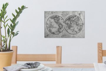 OneMillionCanvasses® Leinwandbild Weltkarte - Vintage - Papyrus - Kinder - Junge - Mädchen, (1 St), Wandbild Leinwandbilder, Aufhängefertig, Wanddeko, 30x20 cm