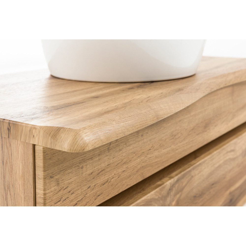 Lomadox VIDAGO-03 washbasin, Wotan oak finish with live edge look top, 101/55/52 cm