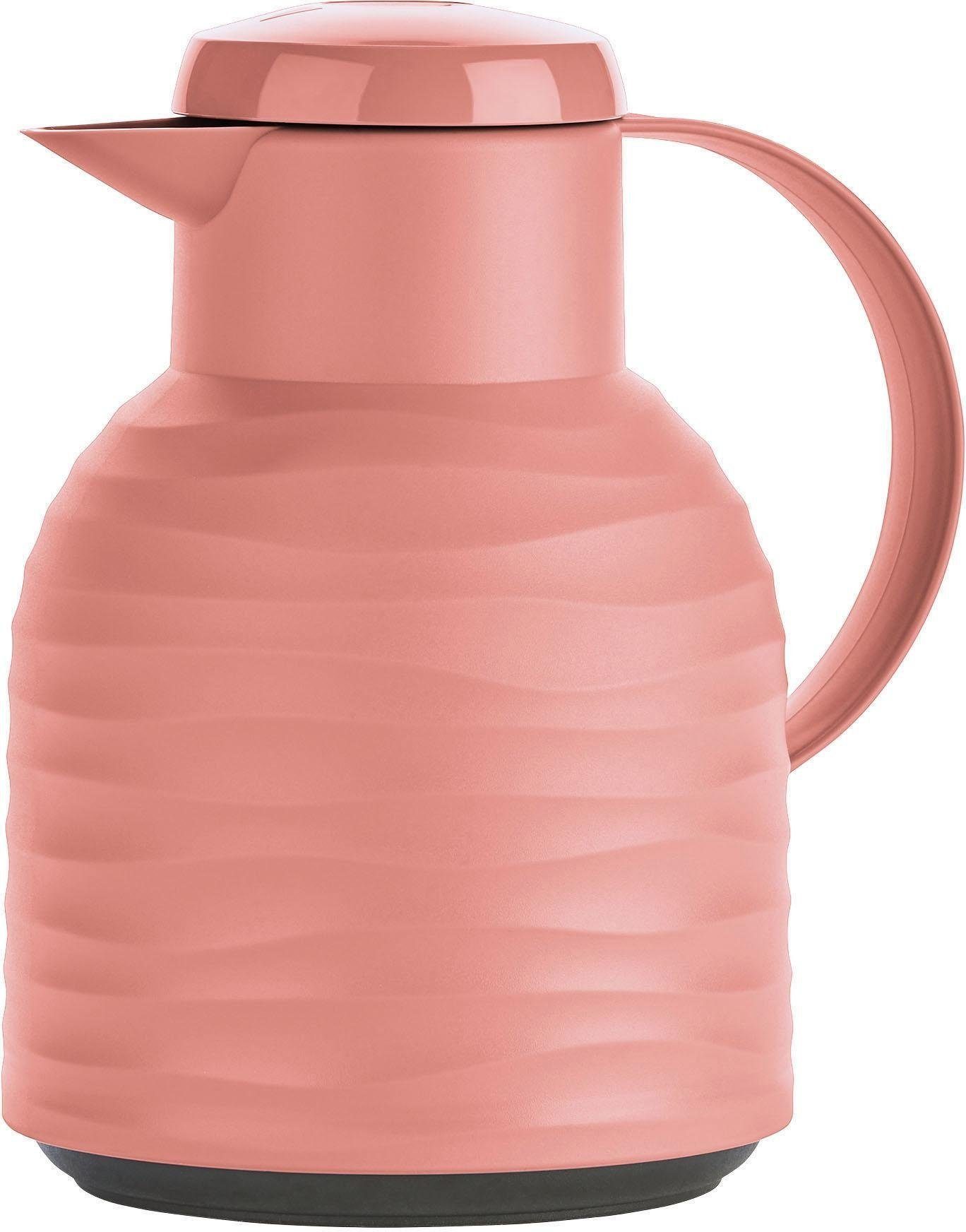 Emsa Isolierkanne Samba Wave, 1 l, Made in Germany, 12h warm/24h kalt, Quick -Press-Deckel, Glaskolben, Hochwertige Qualität hergestellt im deutschen  Emsa Werk