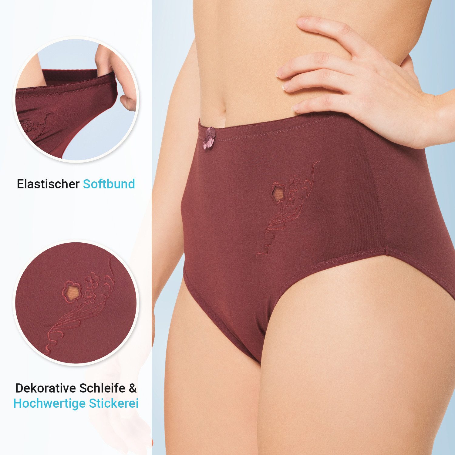 celodoro Slip Damen Taillenslip (6er Pack) Microfaser-Slip mit Stickerei