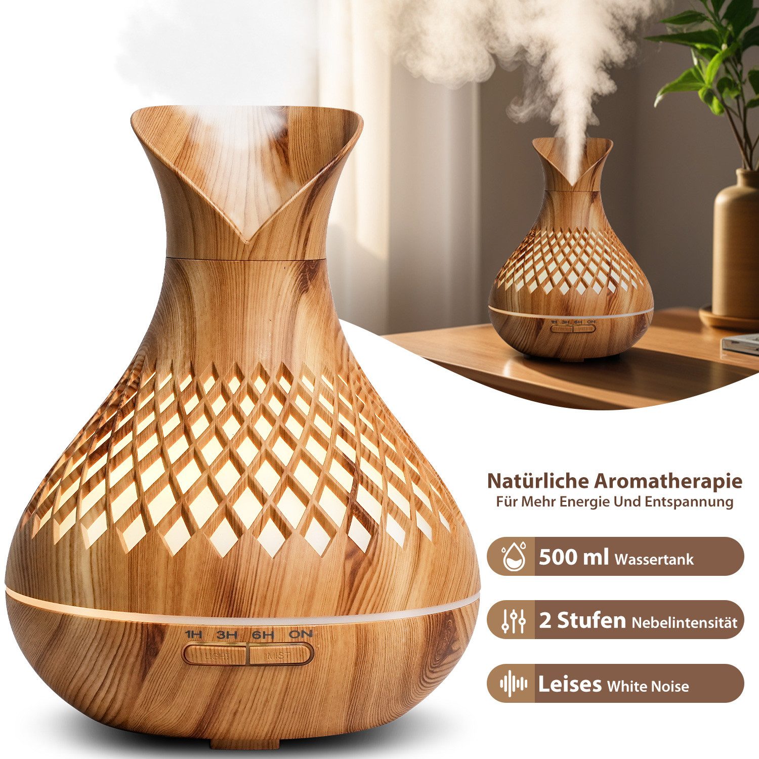 KNKA Luftbefeuchter Aroma Diffuser Luftbefeuchter für Ätherische Öle mit Ti günstig online kaufen