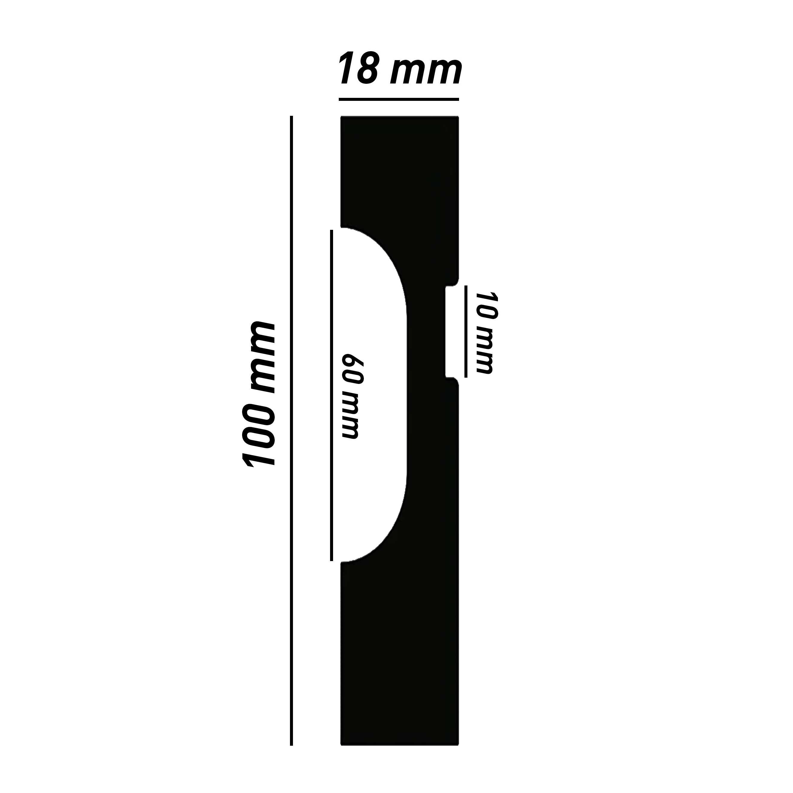 PROVISTON Sockelleiste 18 x 100 x 2000 mm Fußleiste Eckiges Profil Sockelleiste Kunststoff, L: 200 cm, 1-St.