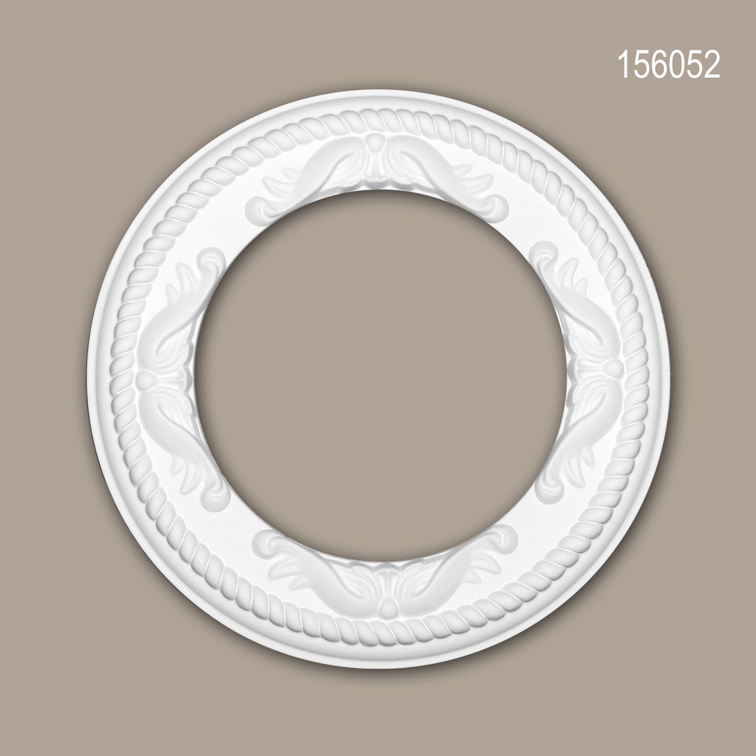Profhome Decken-Rosette 156052 (Rosette, 1 St., Deckenrosette, Medallion, Stuckrosette, Deckenelement, Zierelement, Durchmesser 31 cm), weiß, vorgrundiert, Stil: Rokoko / Barock