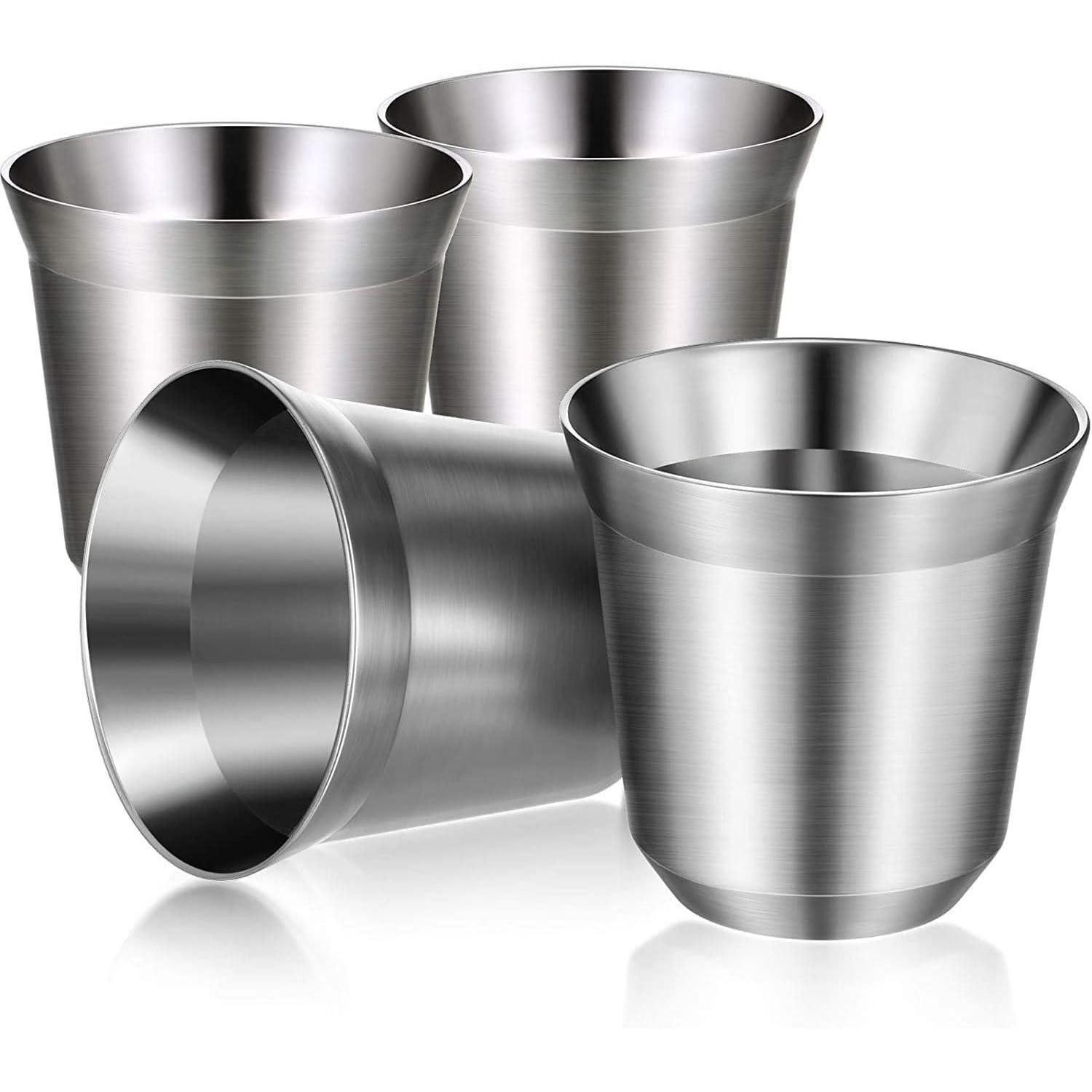 LuxusKollektion Espressotasse Espressotassen Edelstahl doppelwandig 80ml 4er Set, Metall