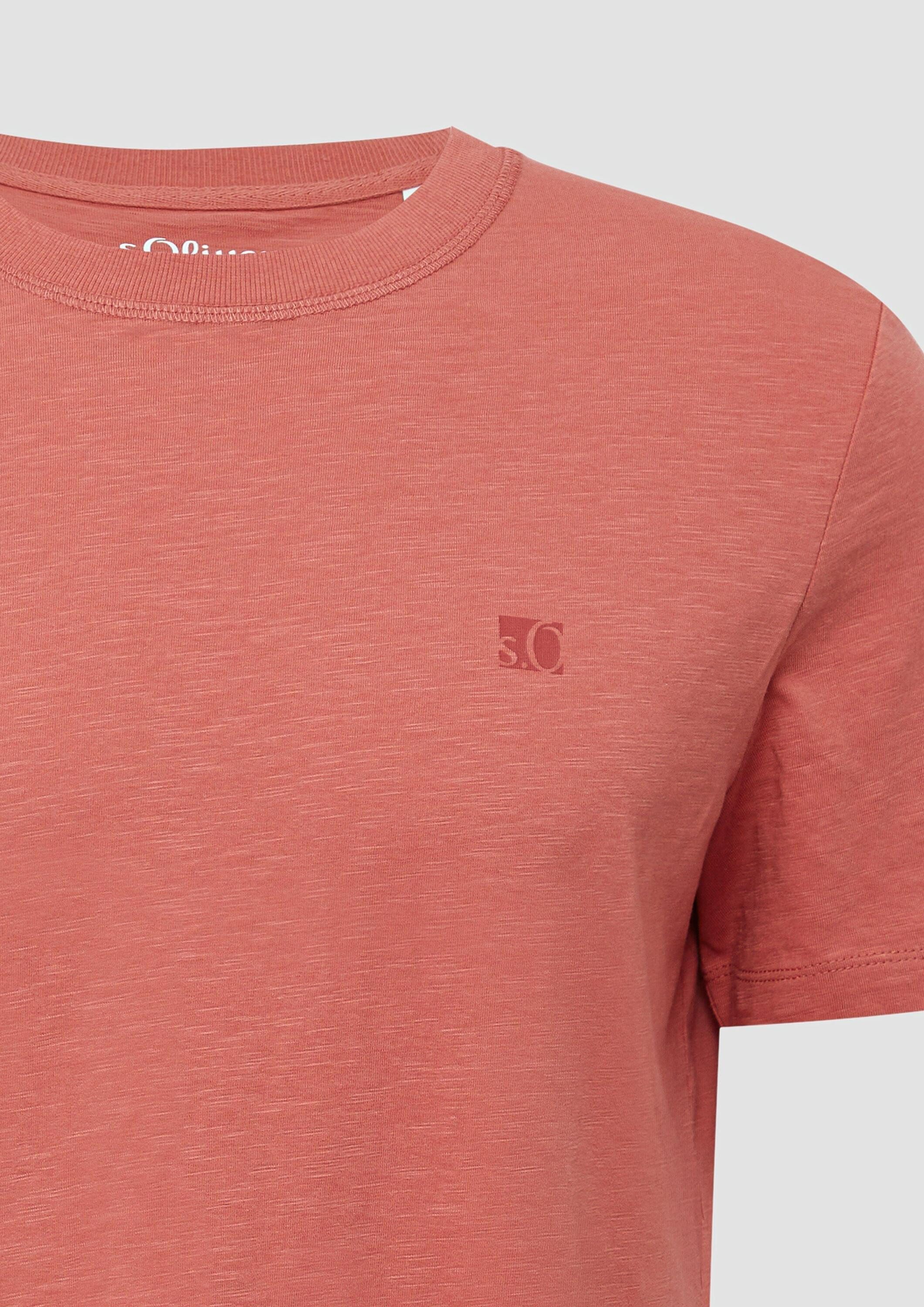 s.Oliver Kurzarmshirt T-Shirt T-Shirt mit Flammgarnstruktur und Logo-Print