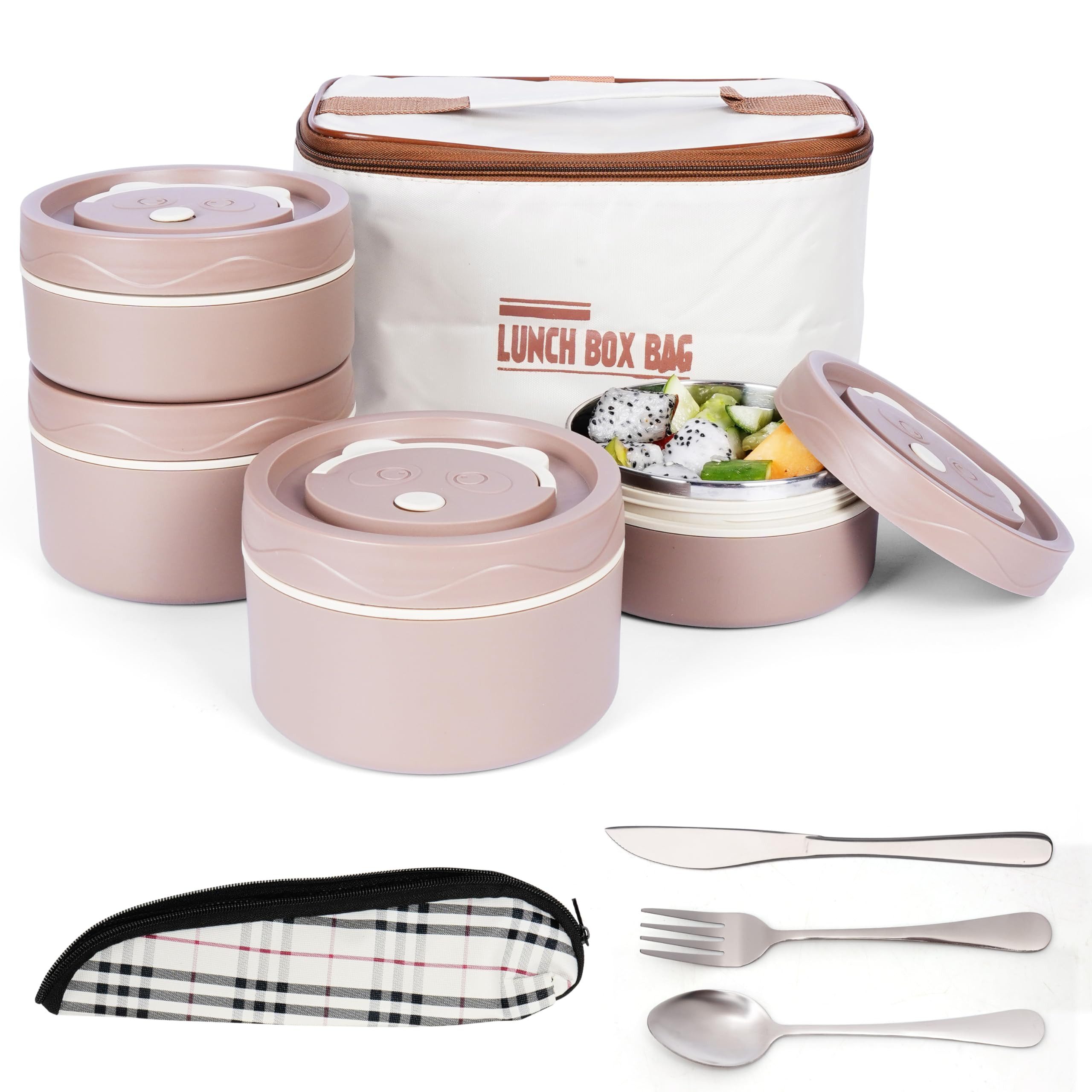 Kühlakku Belle Vous 5-teiliges tragbares isoliertes Lunchbox-Set mit Besteck -