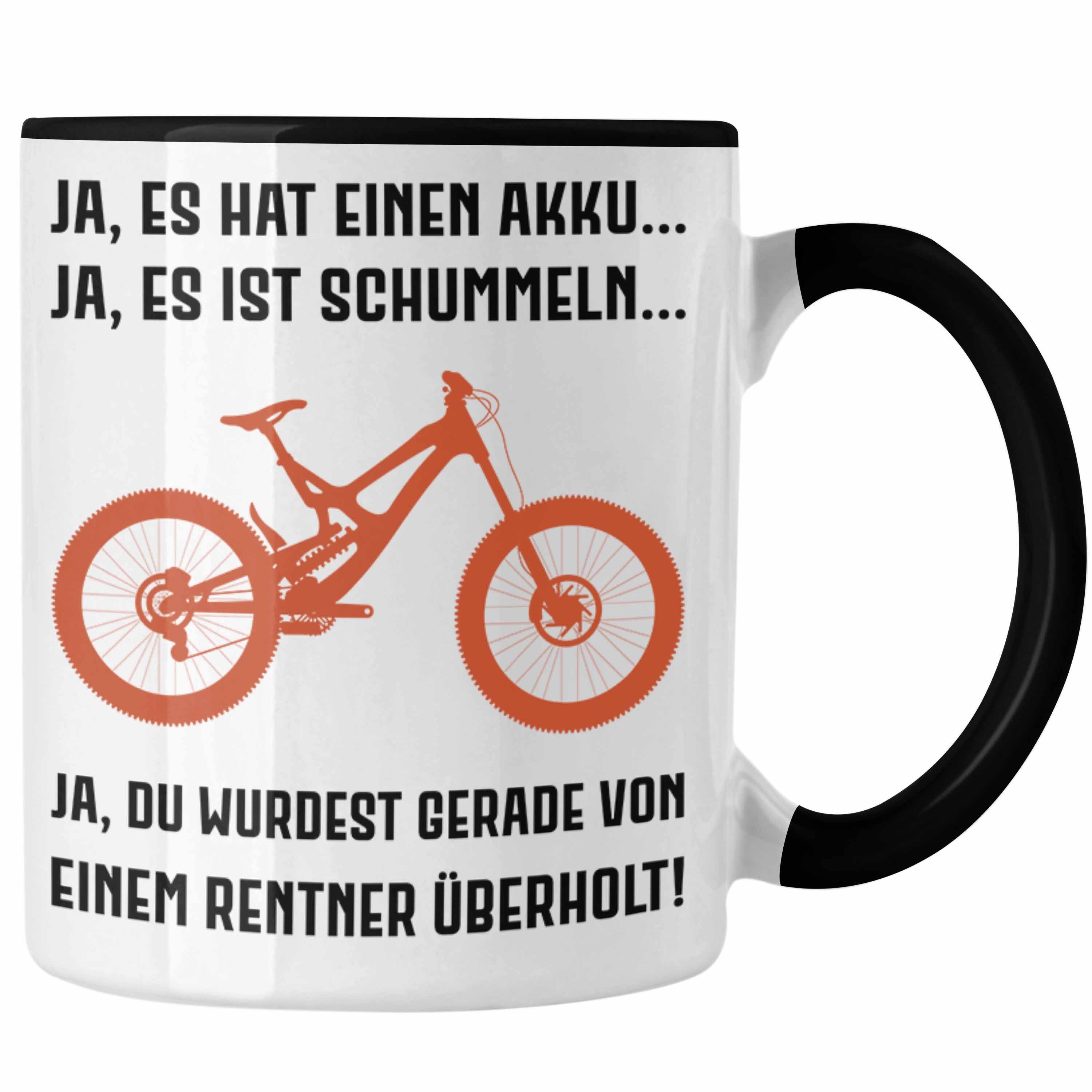 Schwarz Sprüche Geschenk mit Ebike Tasse Spruch Rentnerin Rentner Trendation Kaffeetasse Tasse Lustige - Trendation Elektrofahrrad E-Bike Geschenke
